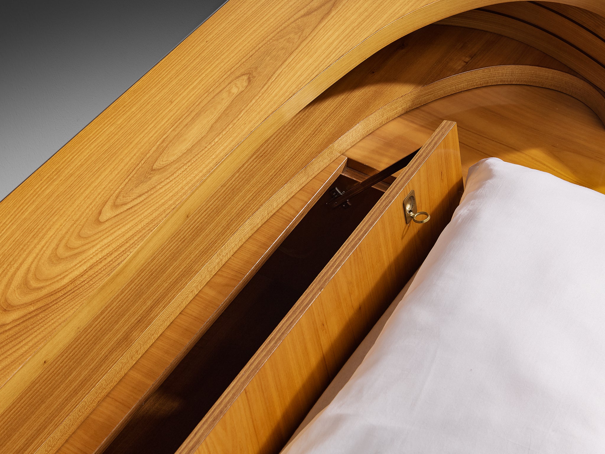 Italian Sculptural King Size bed with Integrated Nightstands in Ash More Furniture and Collectibles Morentz