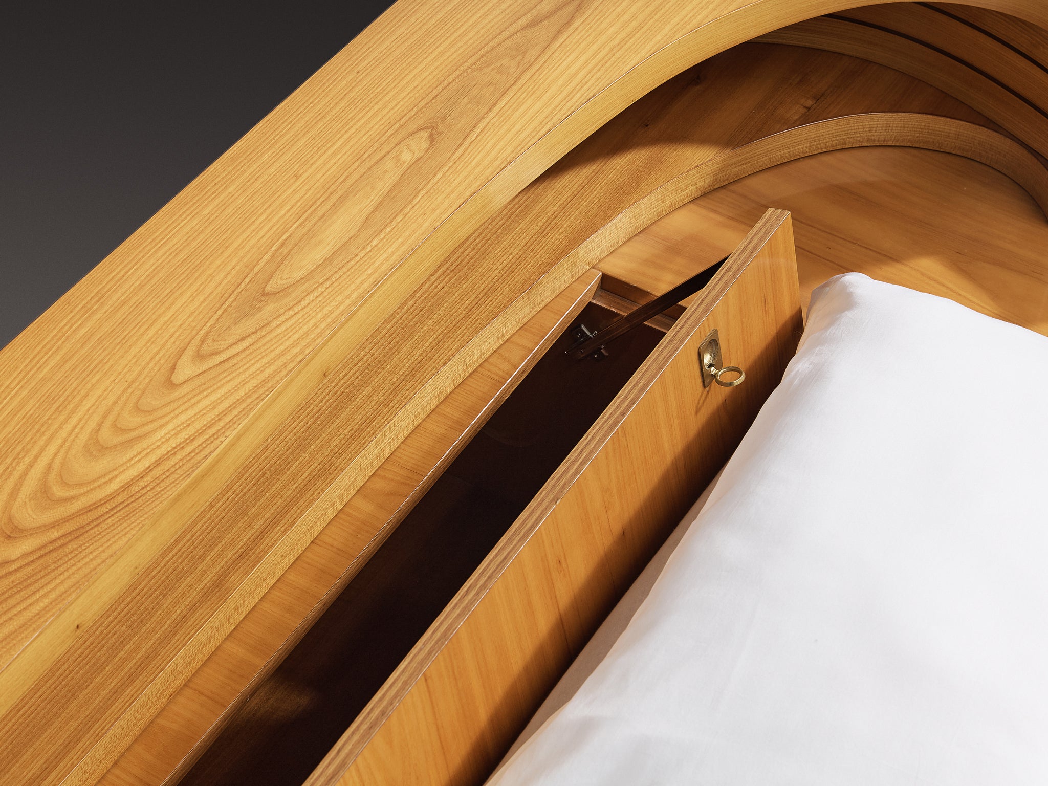 Italian Sculptural King Size bed with Integrated Nightstands in Ash More Furniture and Collectibles Morentz