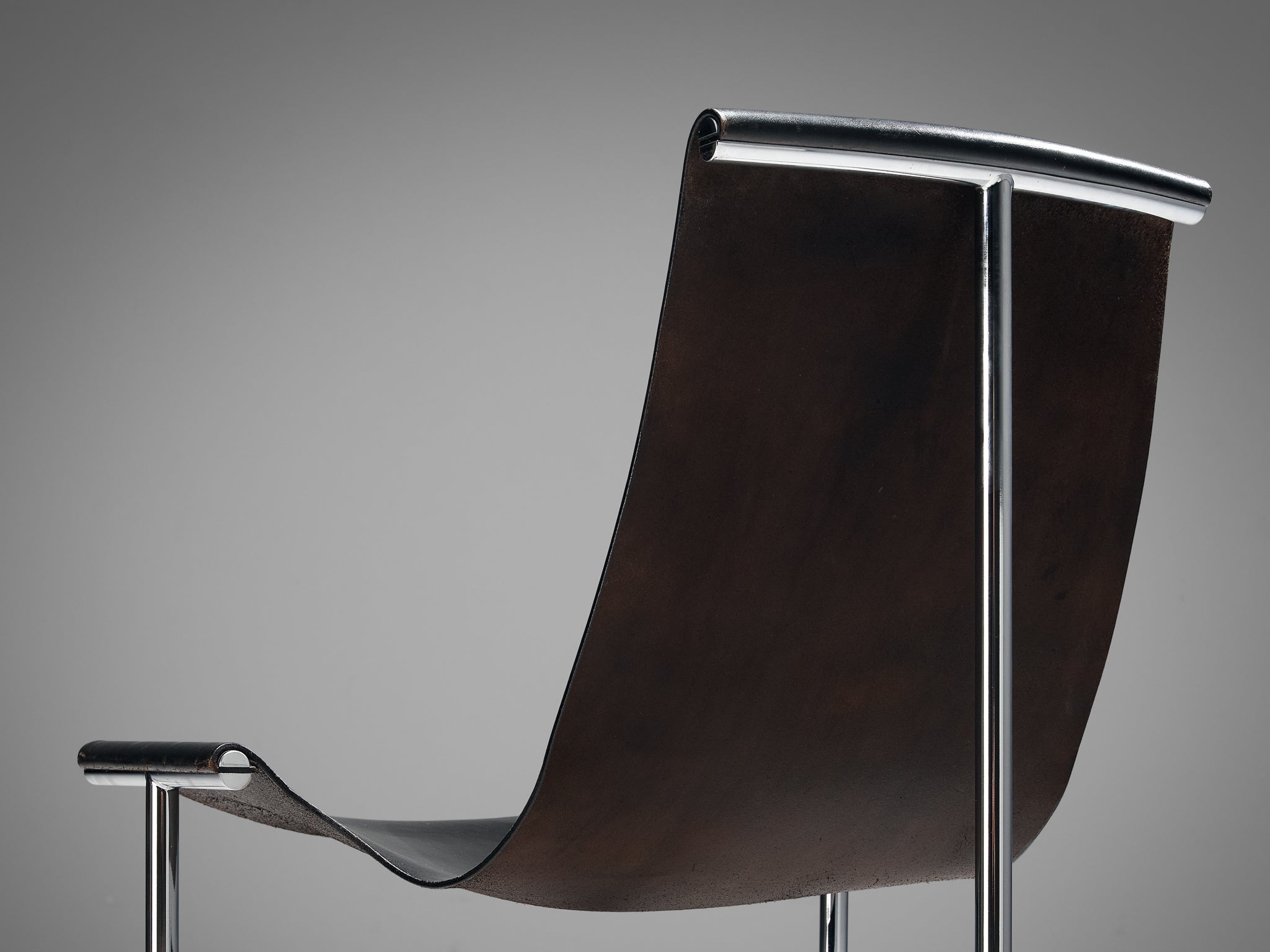 Katavolos, Kelley and Littell for ICF Set of Six T-Chairs in Black Leather seating Morentz