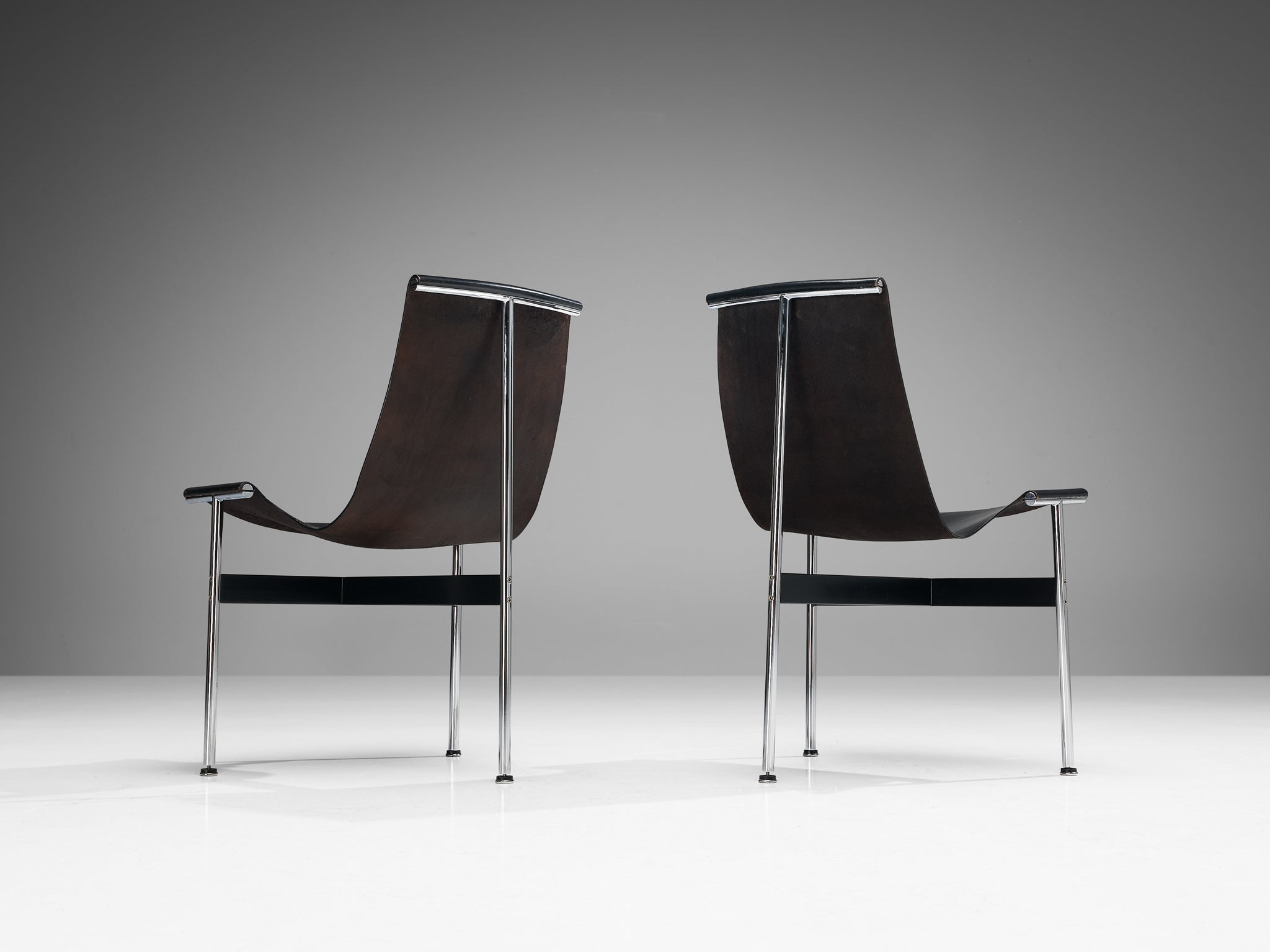 Katavolos, Kelley and Littell for ICF Set of Six T-Chairs in Black Leather seating Morentz