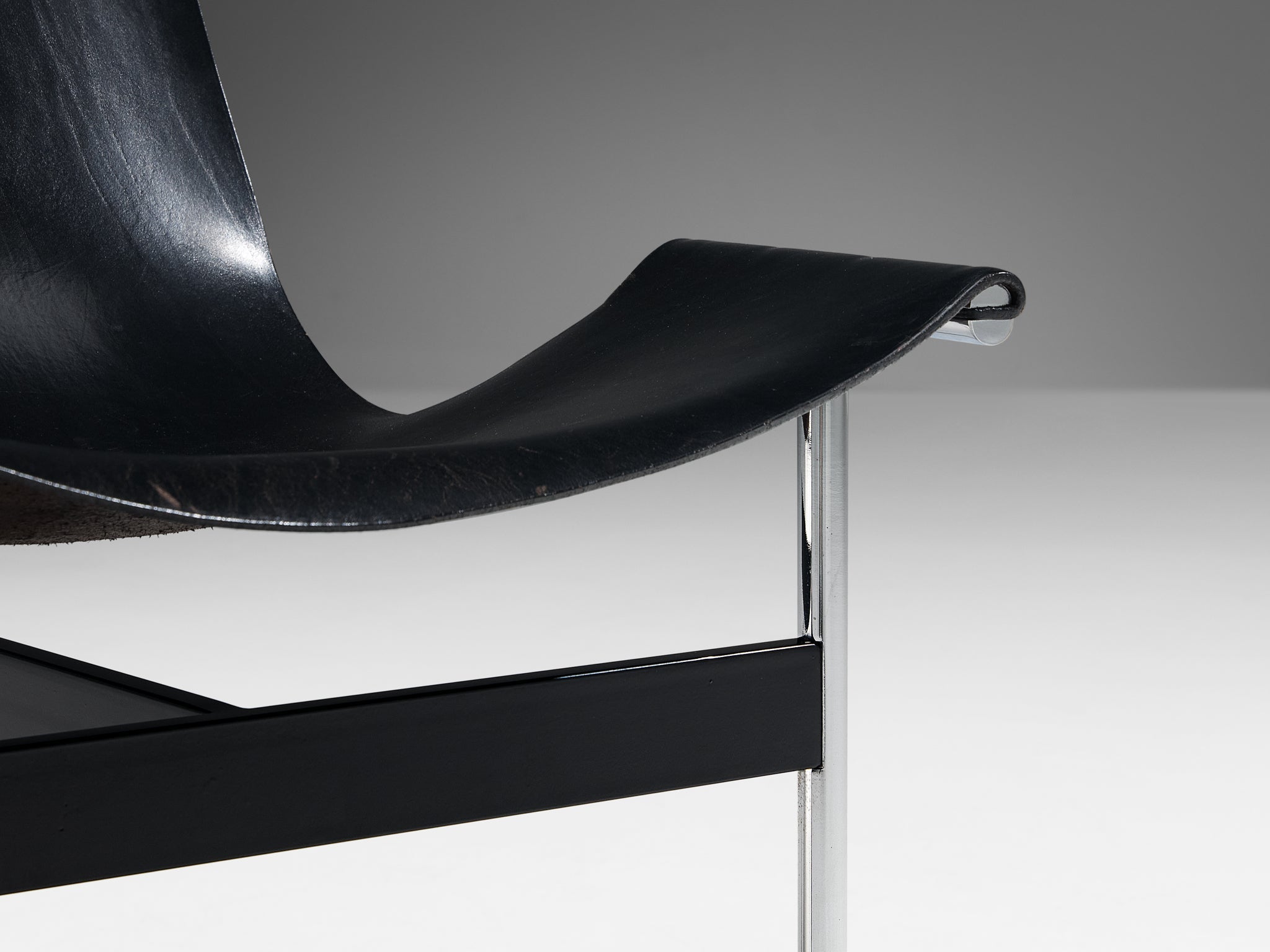 Katavolos, Kelley and Littell for ICF Set of Six T-Chairs in Black Leather seating Morentz