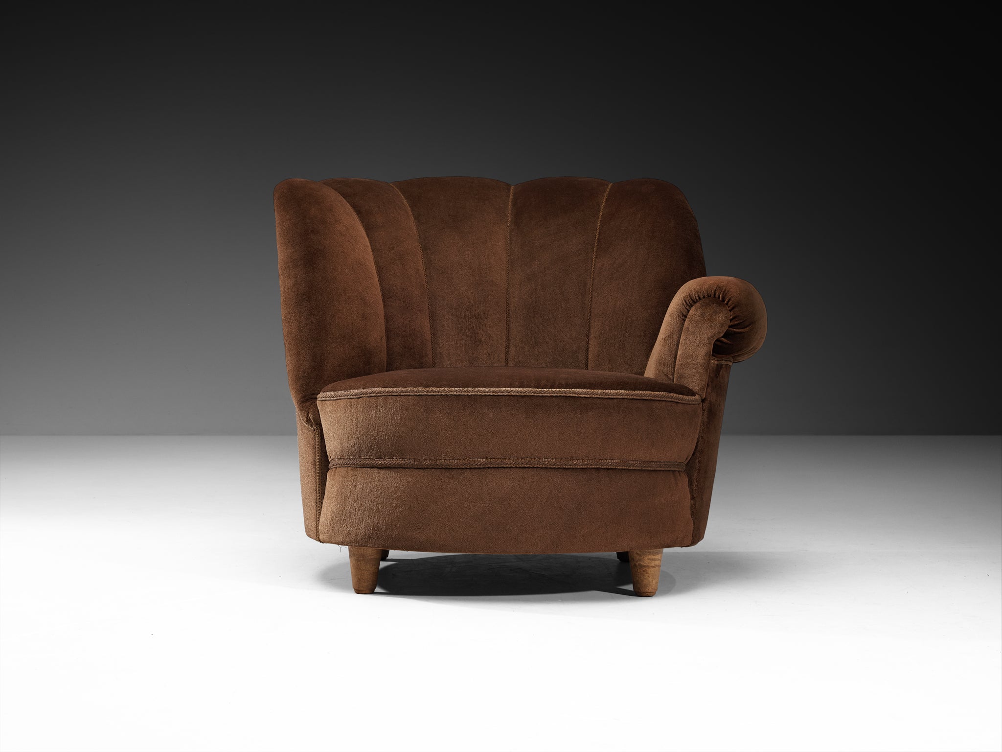 Carl Malmsten 'Redet' Lounge Chair in Brown Velvet and Ash Seating Morentz