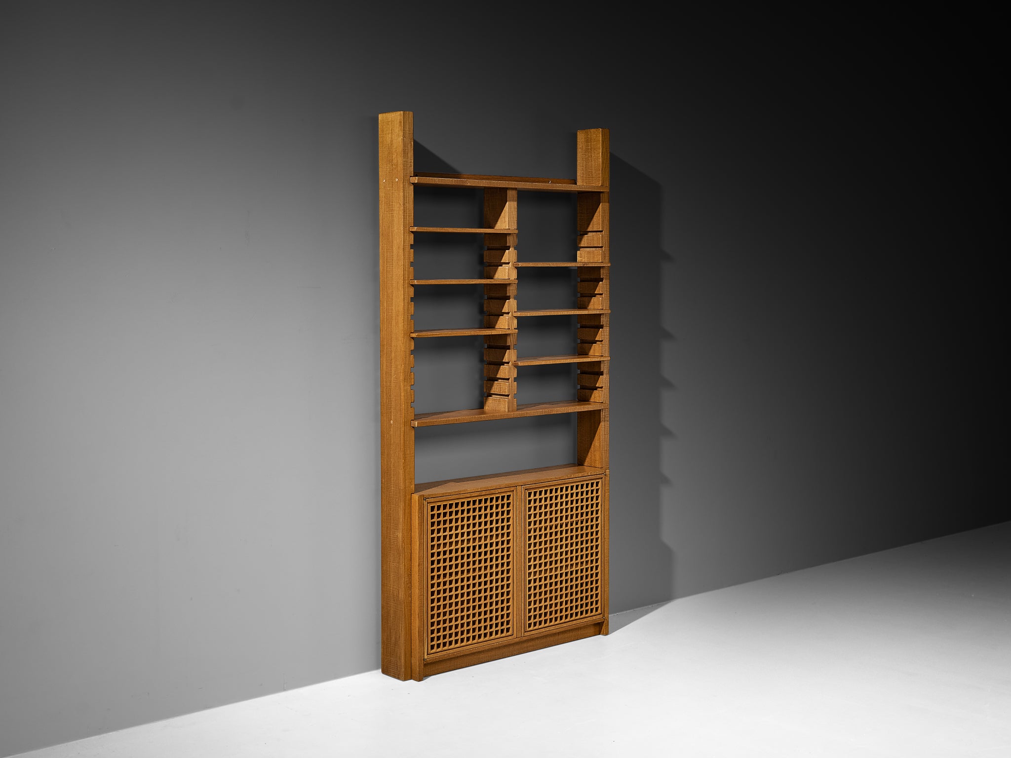 Giuseppe Rivadossi for Officina Rivadossi Highboard with Shelves in Oak Case pieces and storage cabinets Morentz