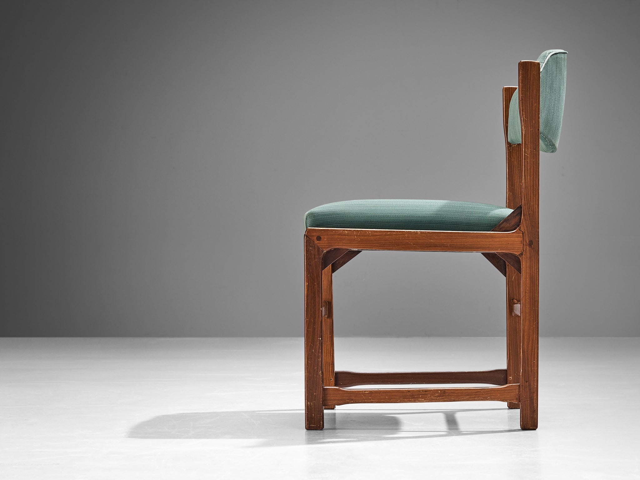 La Permanente Mobili Cantù Chair in Cherry and Soft Green Upholstery seating Morentz