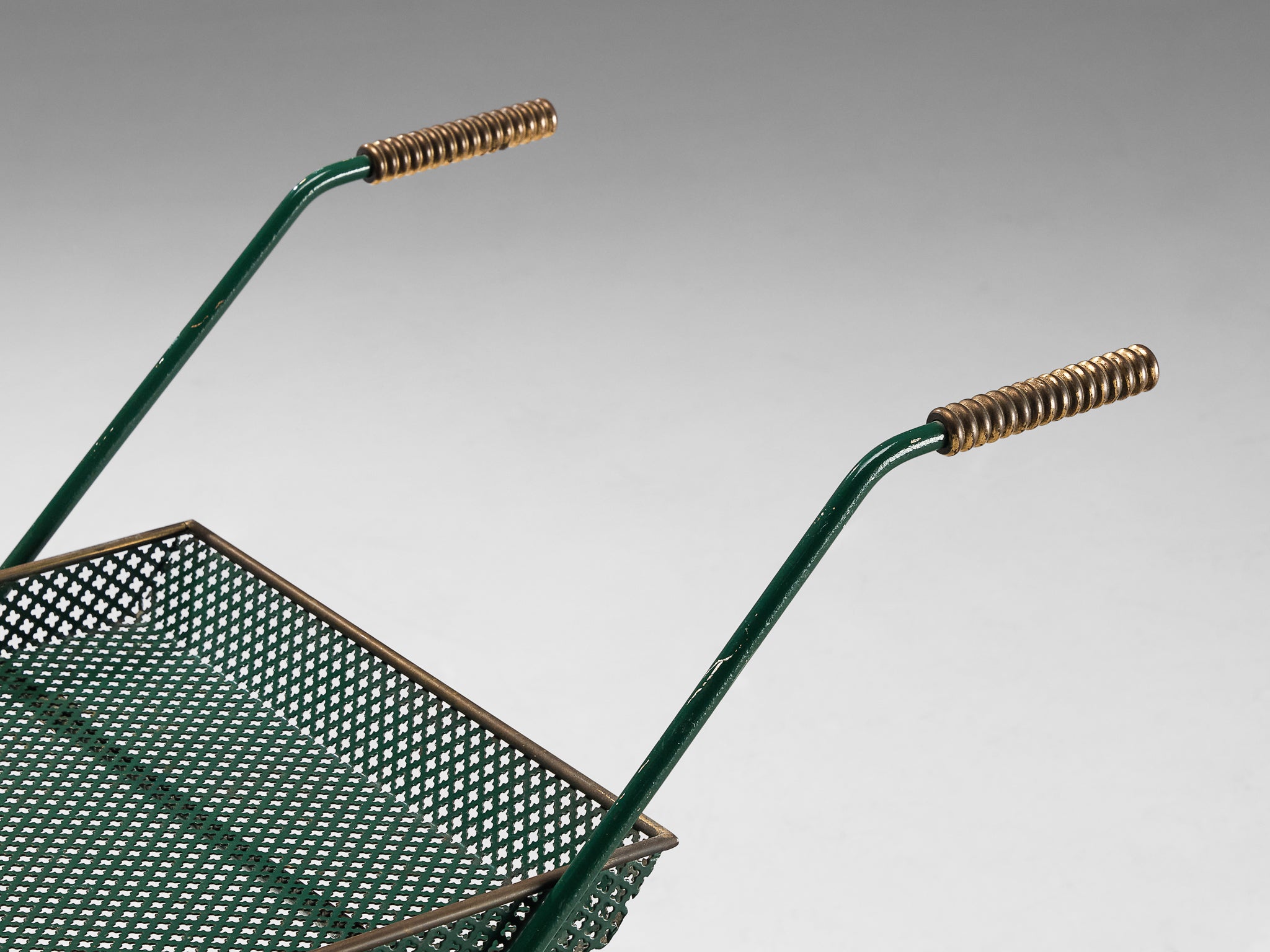 Svenskt Tenn Serving Trolley in Green Lacquered Metal Tables Morentz