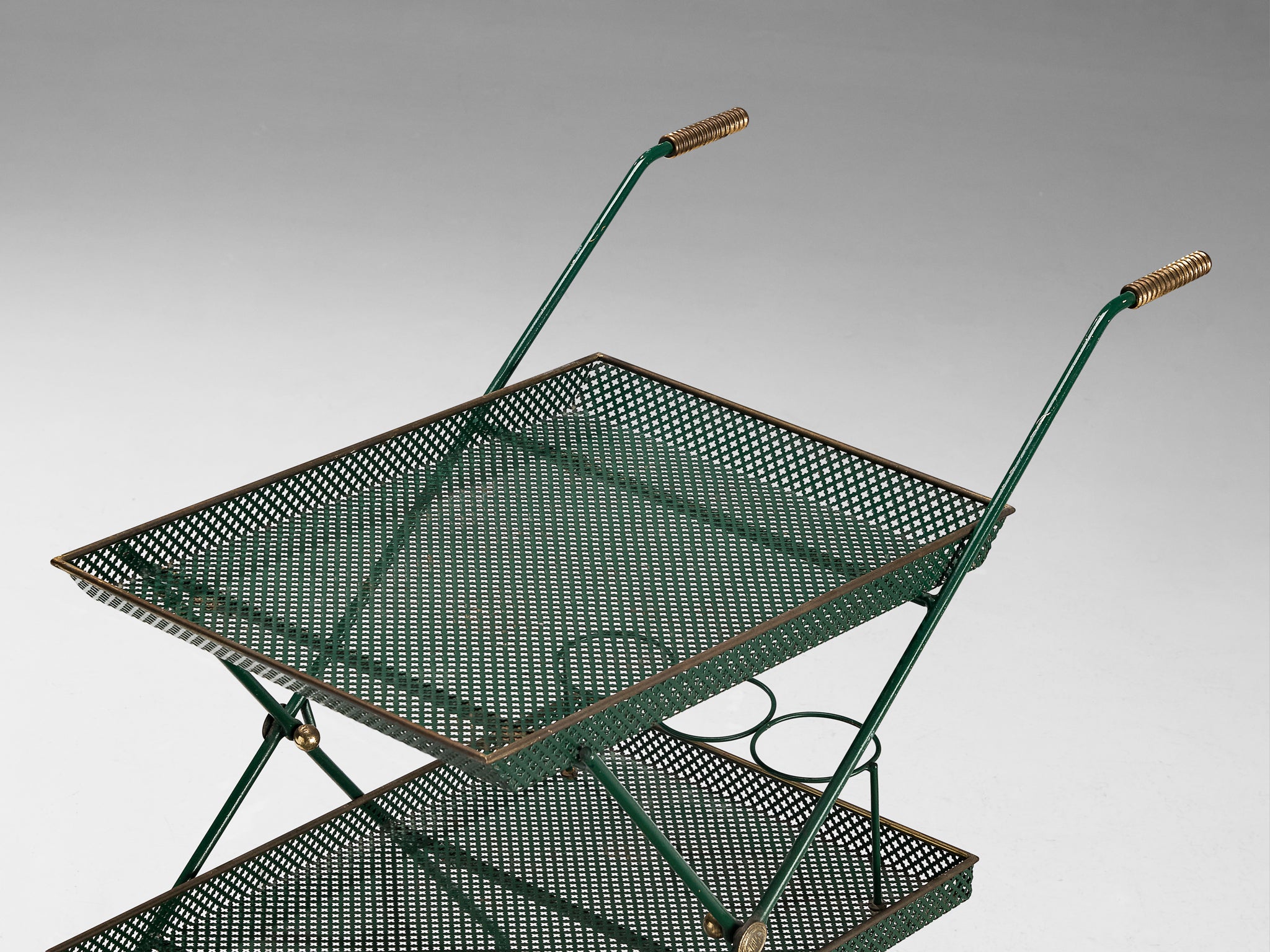 Svenskt Tenn Serving Trolley in Green Lacquered Metal Tables Morentz