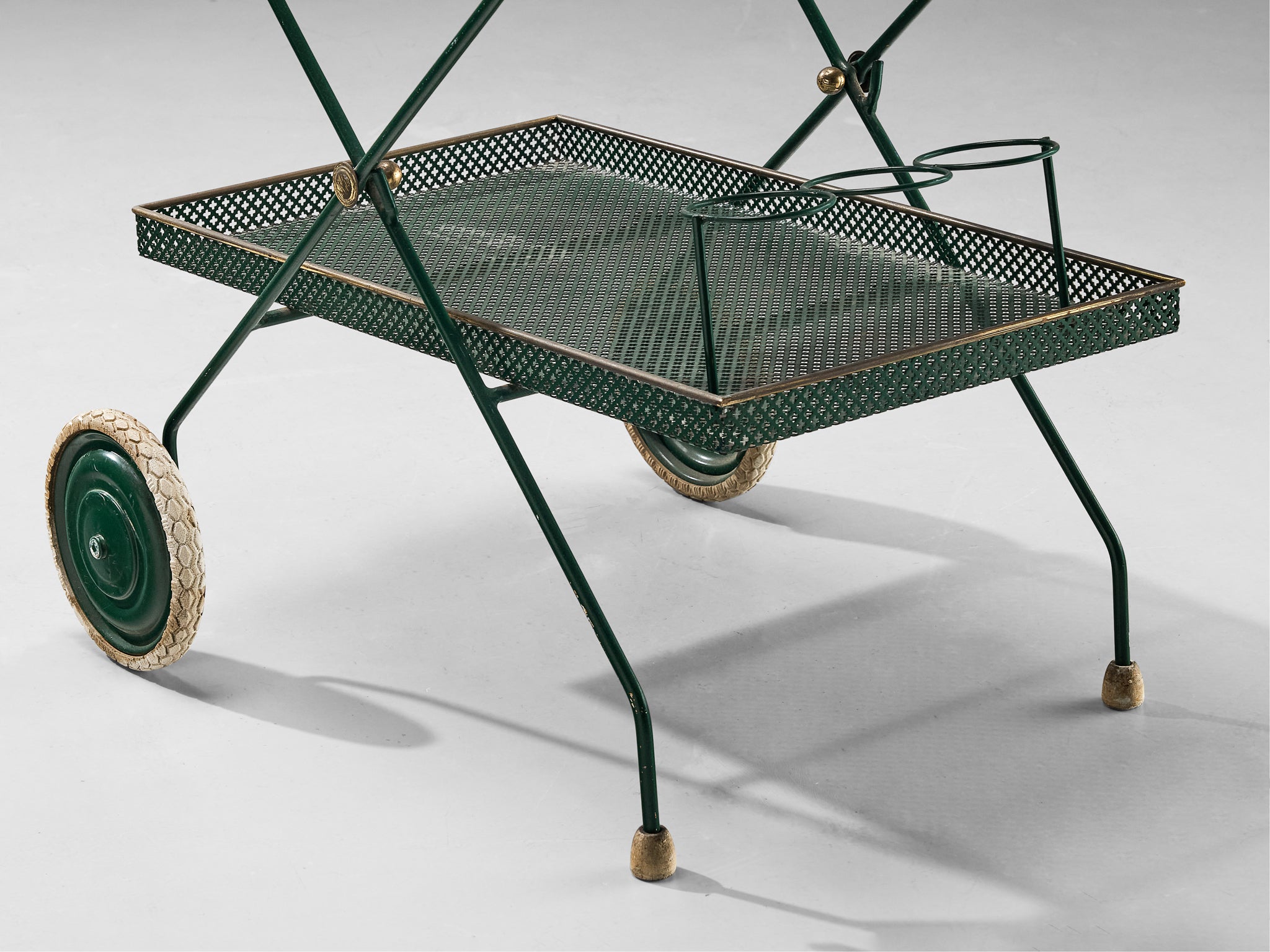Svenskt Tenn Serving Trolley in Green Lacquered Metal Tables Morentz