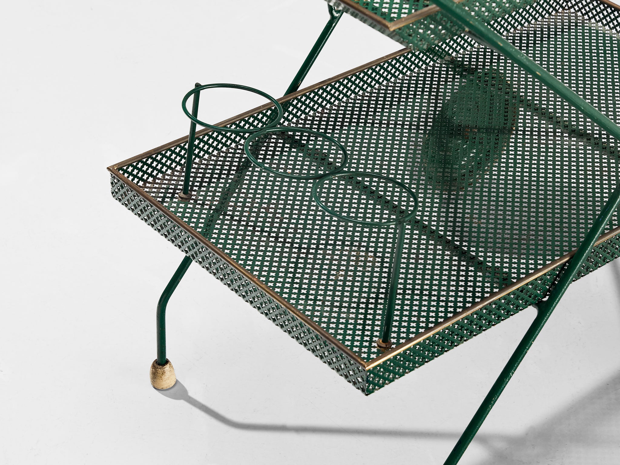Svenskt Tenn Serving Trolley in Green Lacquered Metal Tables Morentz