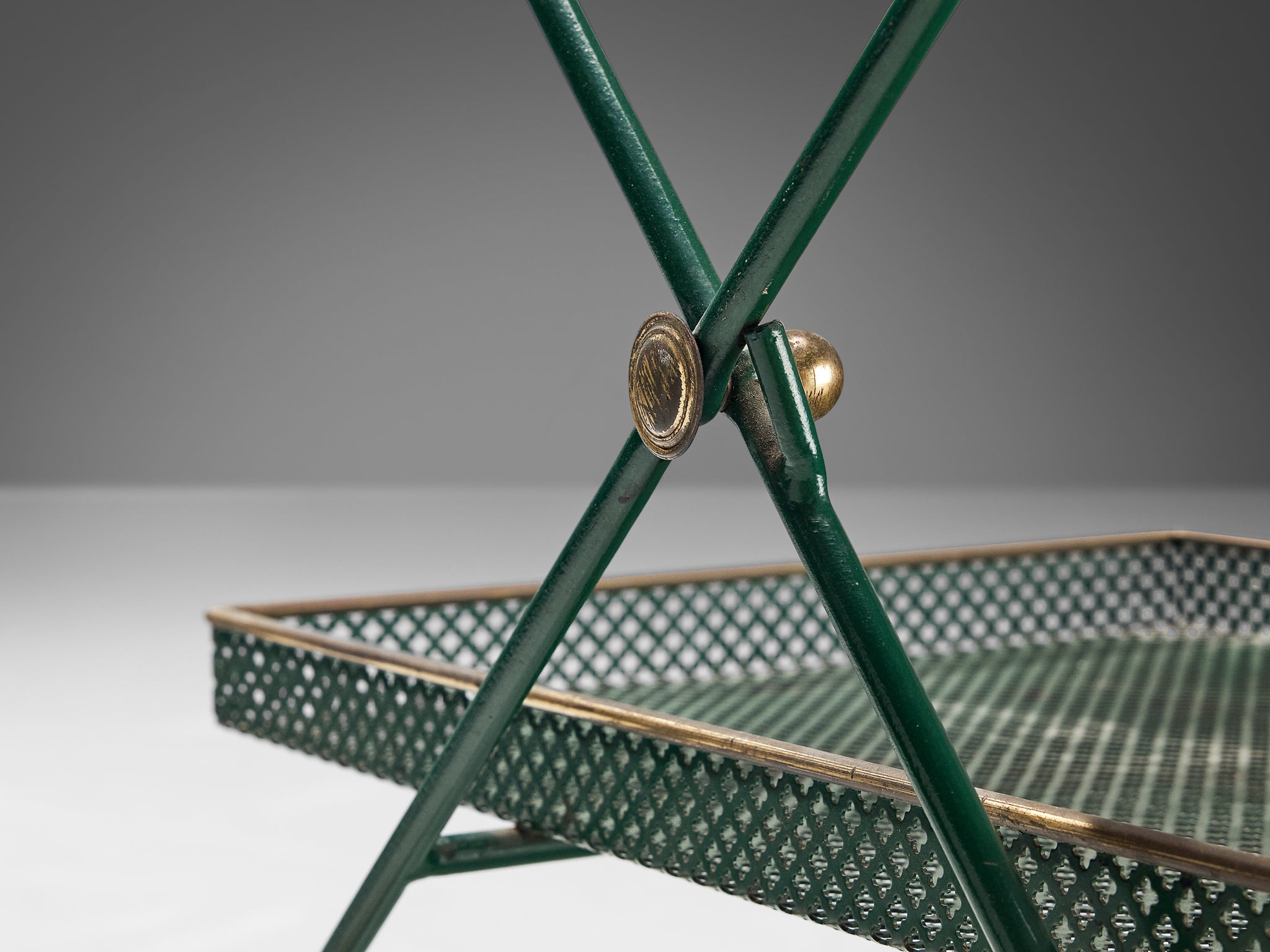 Svenskt Tenn Serving Trolley in Green Lacquered Metal Tables Morentz