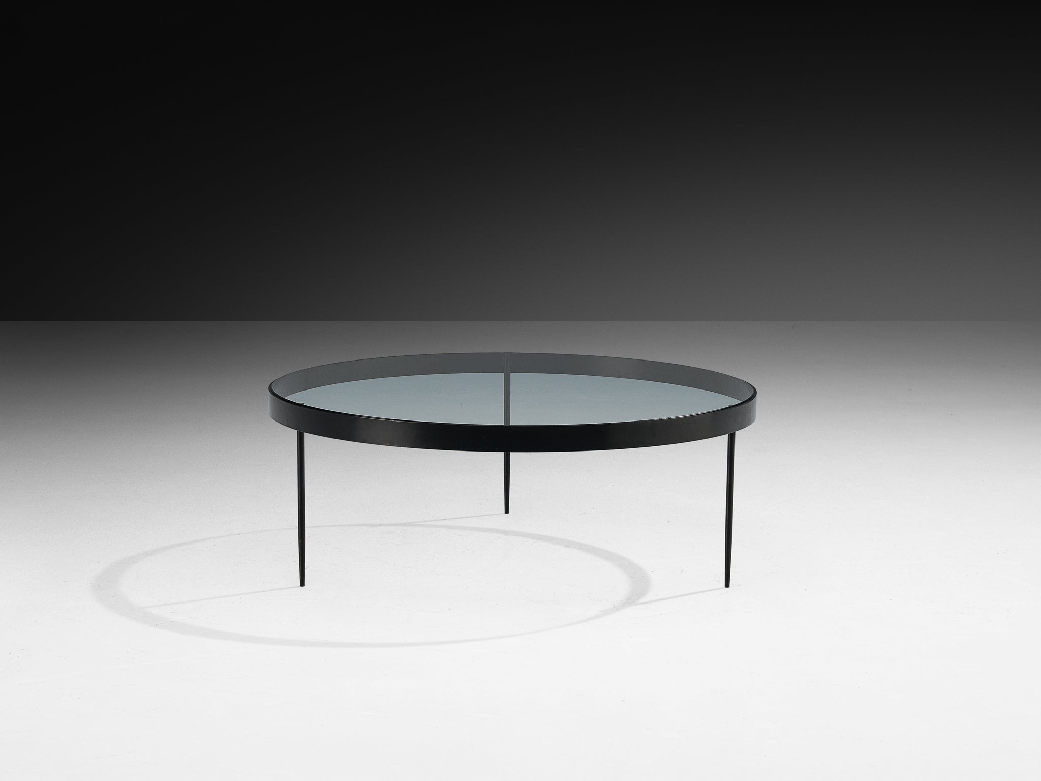 Janni Van Pelt Round Coffee Table in Black Metal and Glass