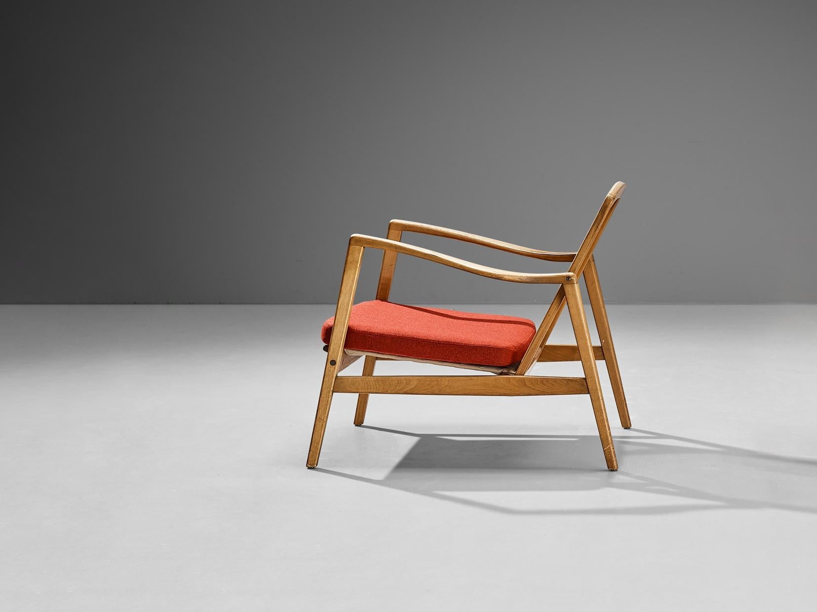 Hartmut Lohmeyer for Wilkhahn Lounge Chair in Cane and Walnut