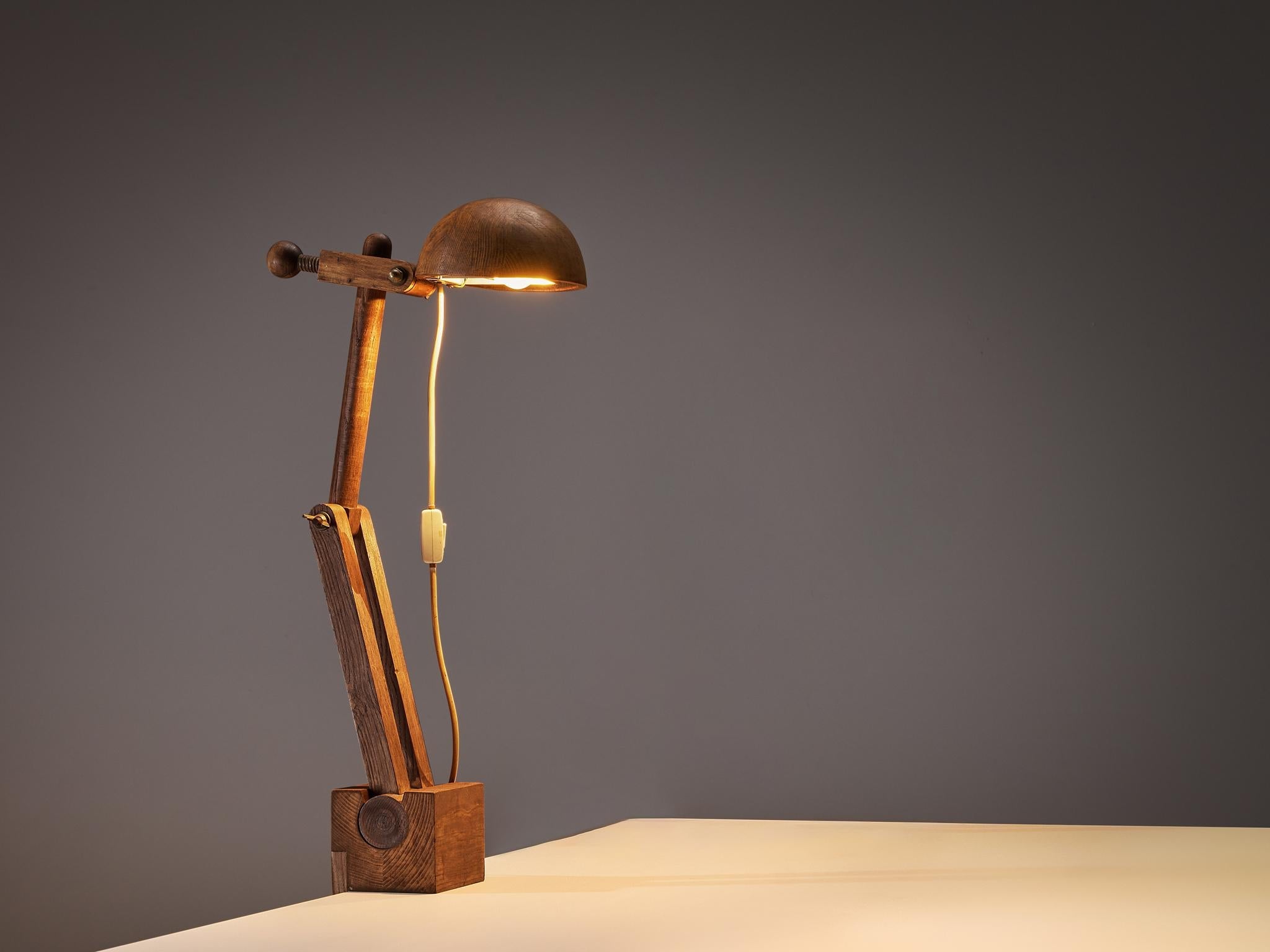 Paolo Pallucco Playful Table Clamp Lamp in Solid Chestnut