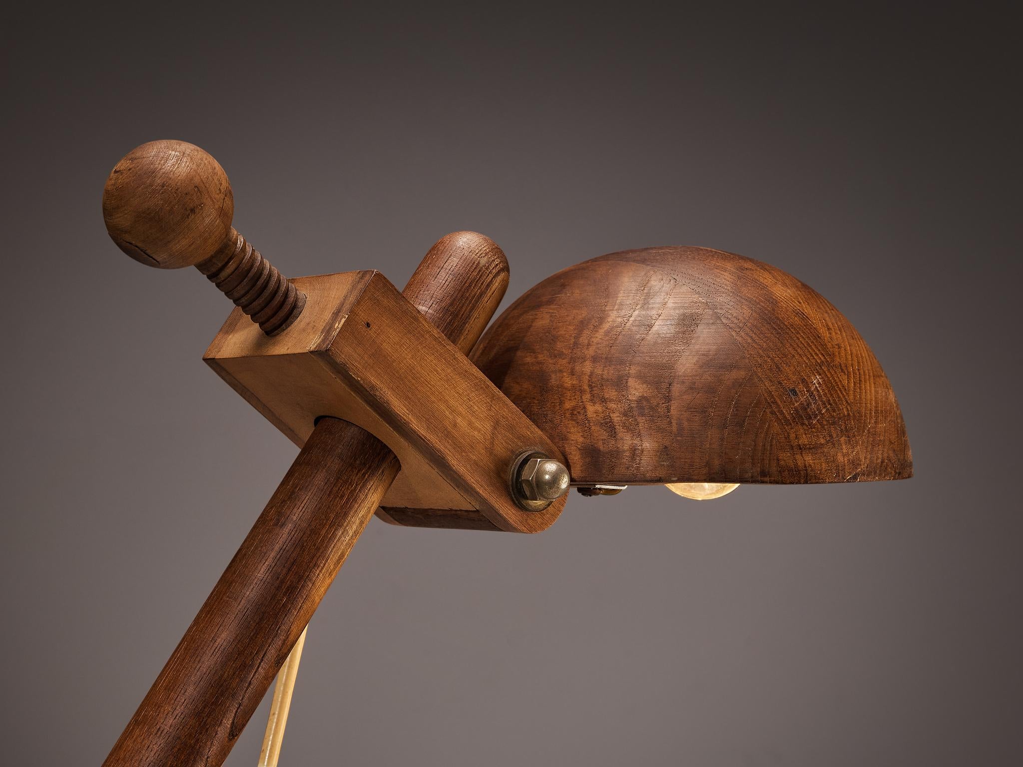 Paolo Pallucco Playful Table Clamp Lamp in Solid Chestnut lighting Morentz