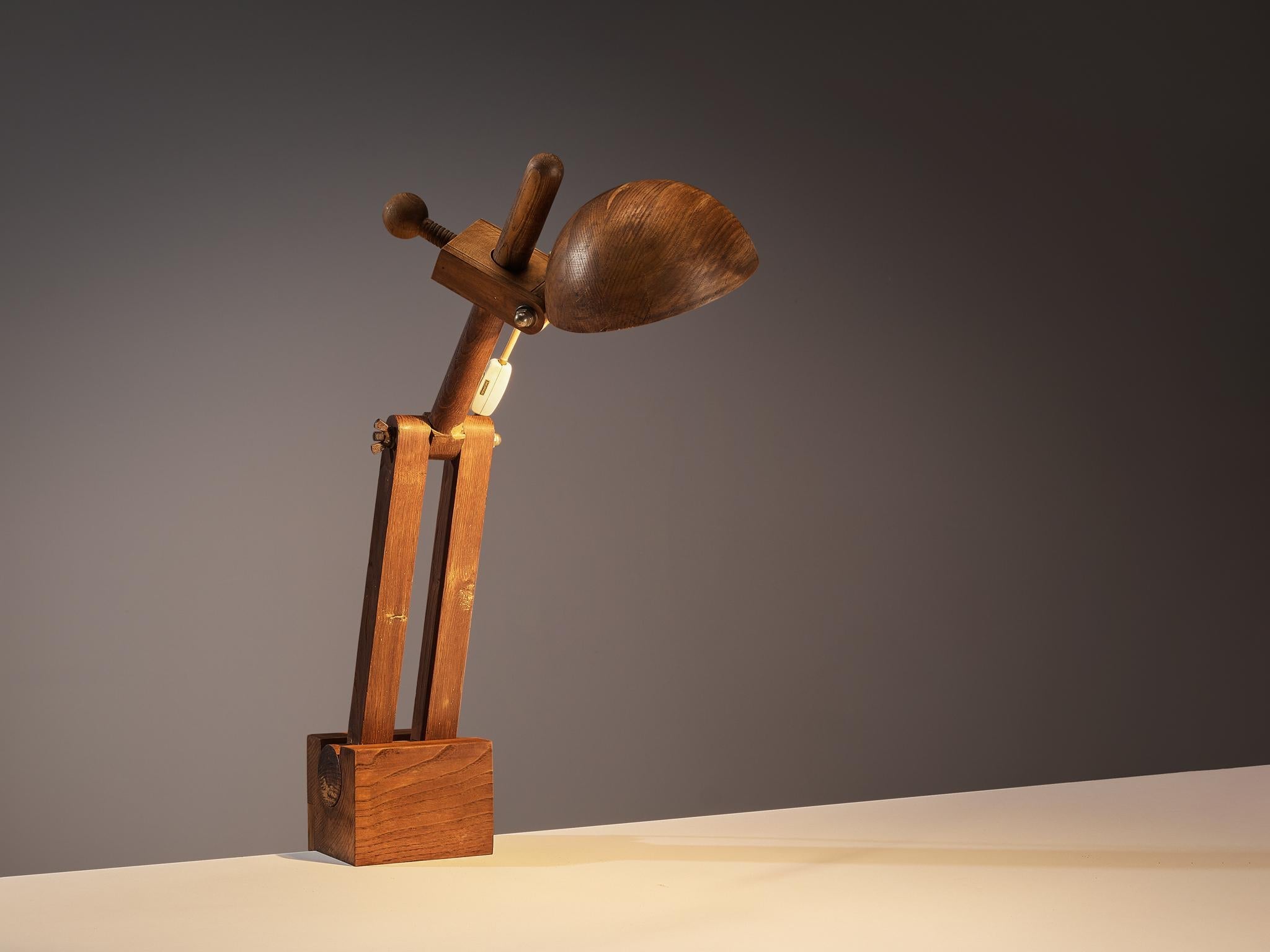 Paolo Pallucco Playful Table Clamp Lamp in Solid Chestnut lighting Morentz