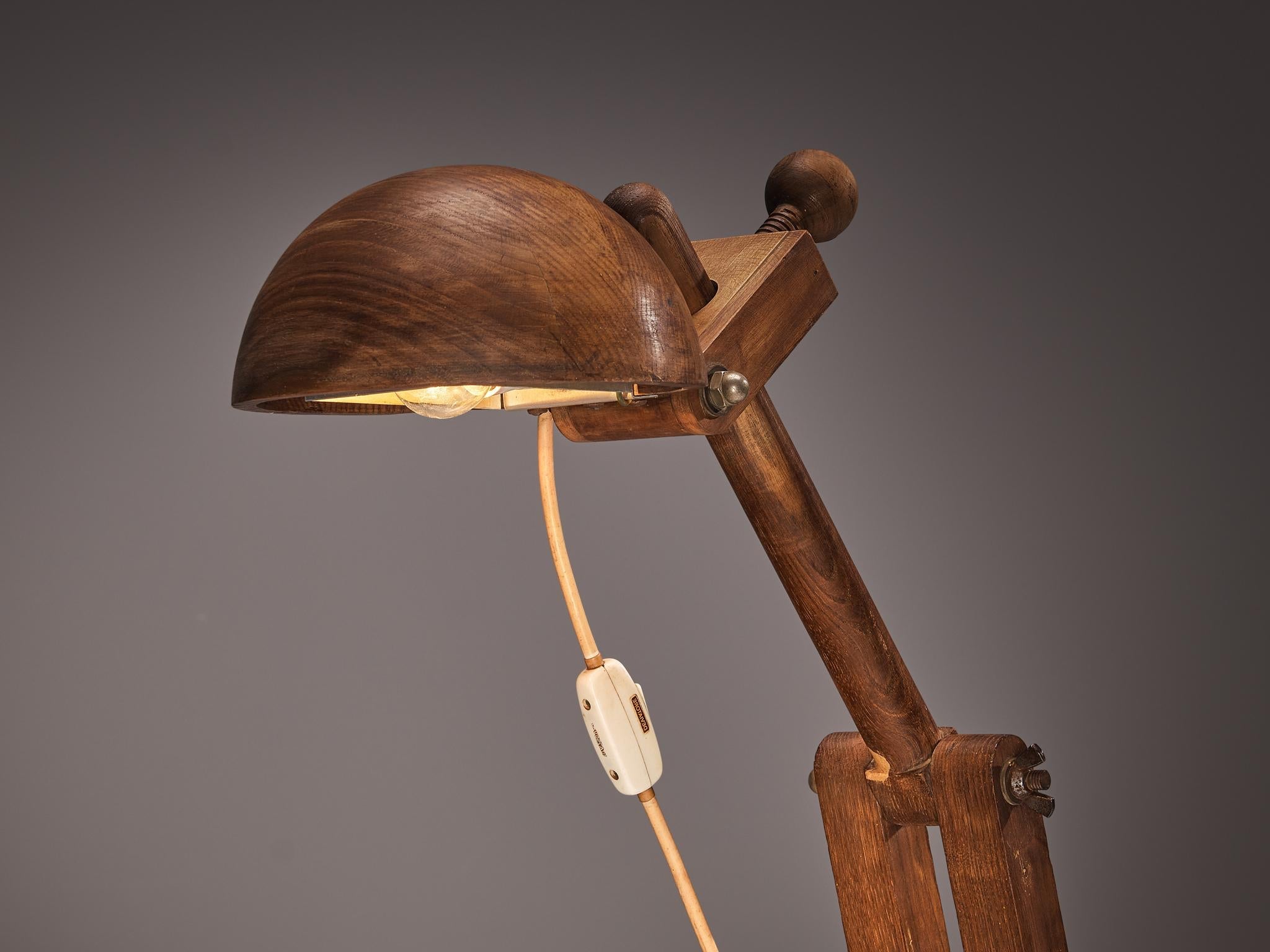 Paolo Pallucco Playful Table Clamp Lamp in Solid Chestnut lighting Morentz