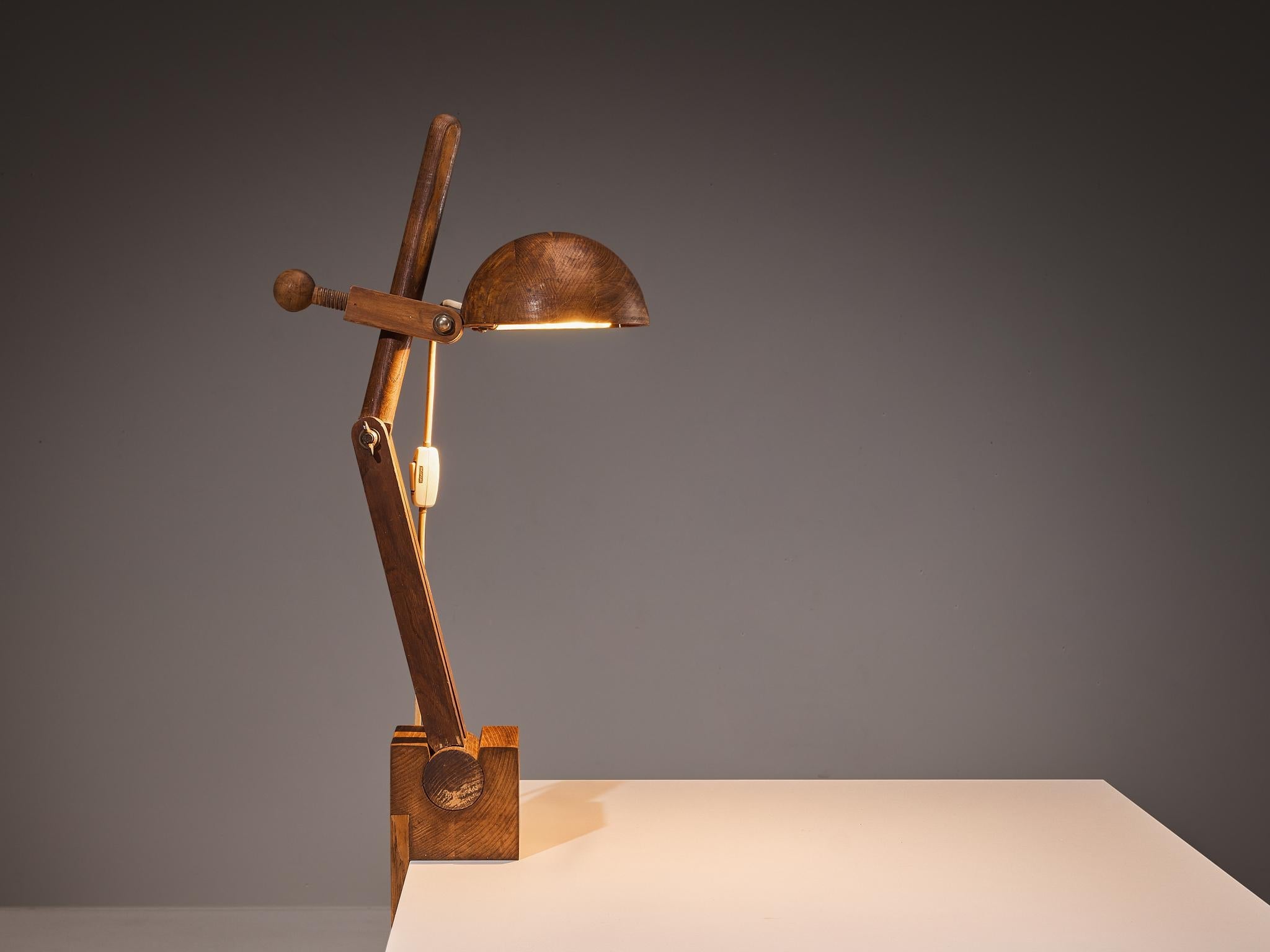 Paolo Pallucco Playful Table Clamp Lamp in Solid Chestnut lighting Morentz