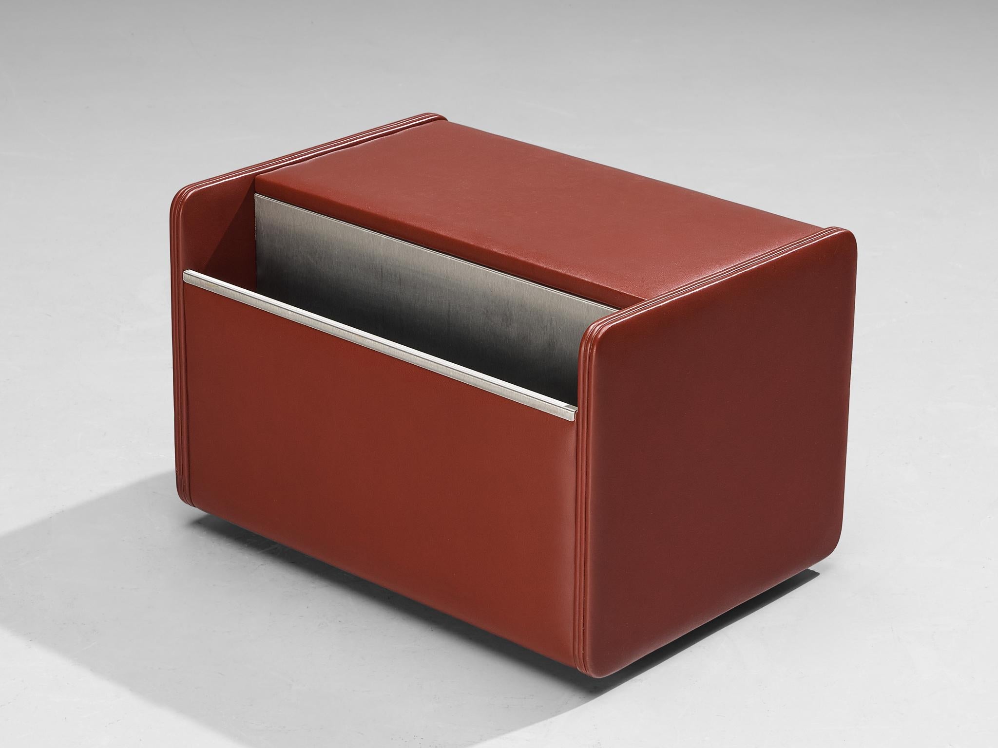 Luigi Massoni for Poltrona Frau Night Stands or Side Tables in Red Leather