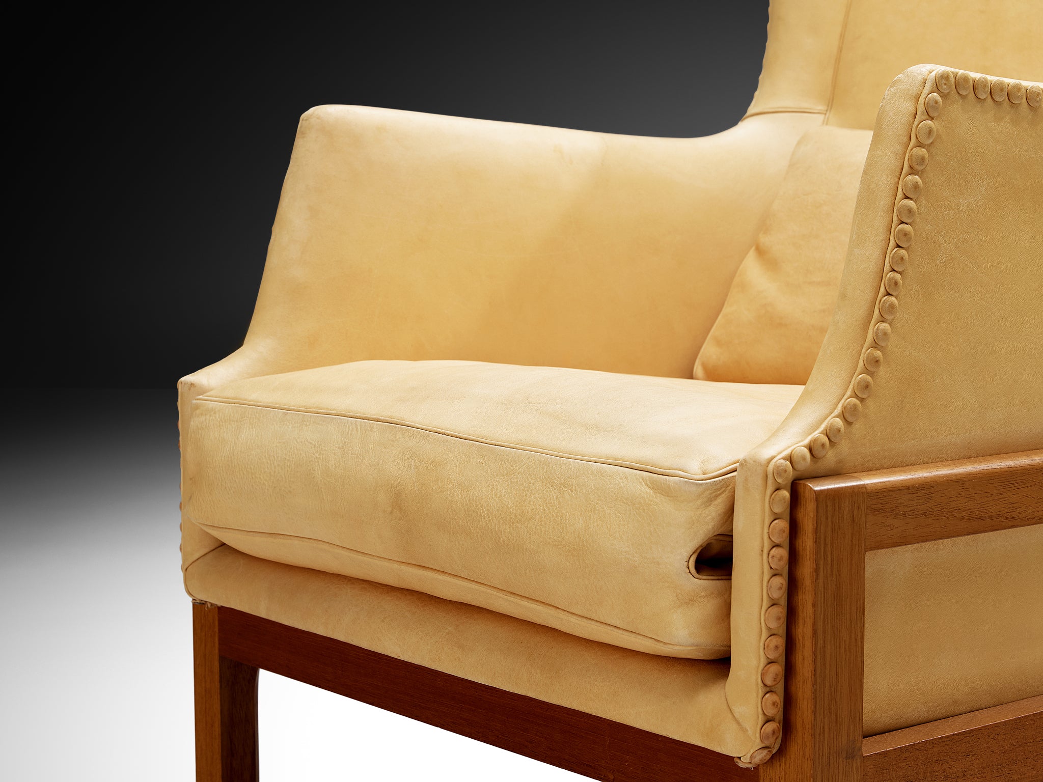 Mogens Koch for K. Ivan Schlechter 'Fireside' Wingback Chair with Ottoman Seating Morentz