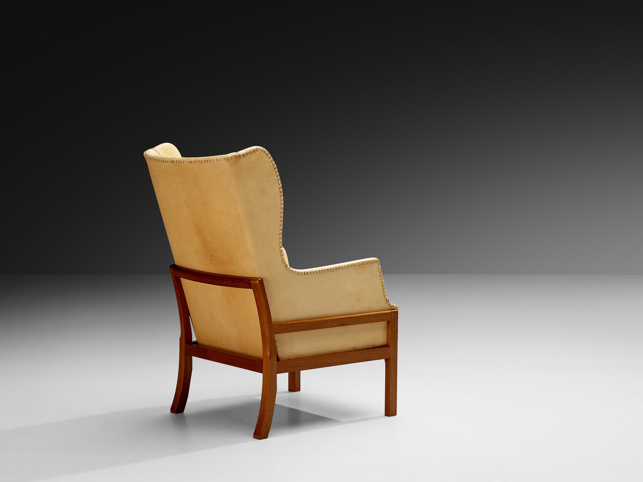 Mogens Koch for K. Ivan Schlechter 'Fireside' Wingback Chair with Ottoman Seating Morentz