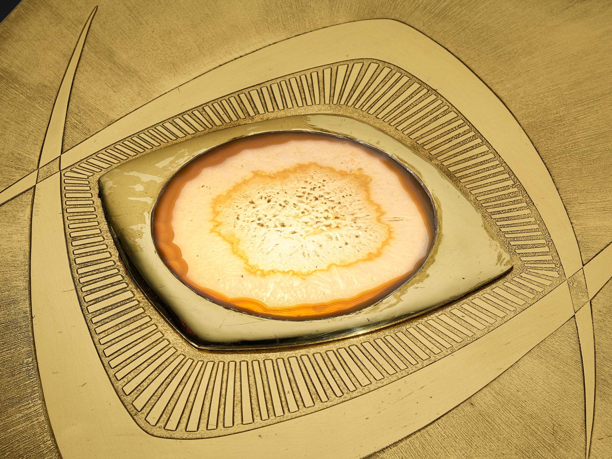 Willy Daro Illuminated Coffee Table in Brass and Agate Tables Morentz