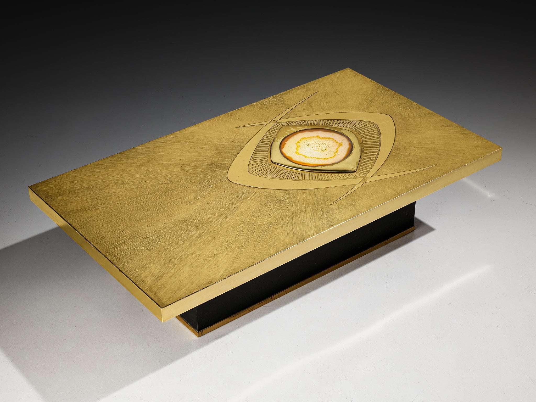 Willy Daro Illuminated Coffee Table in Brass and Agate Tables Morentz