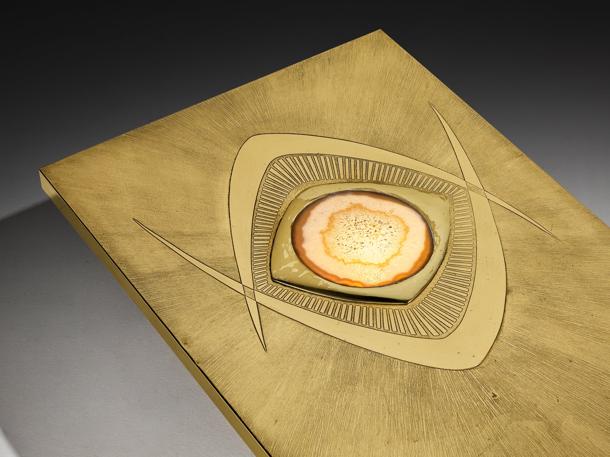 Willy Daro Illuminated Coffee Table in Brass and Agate Tables Morentz