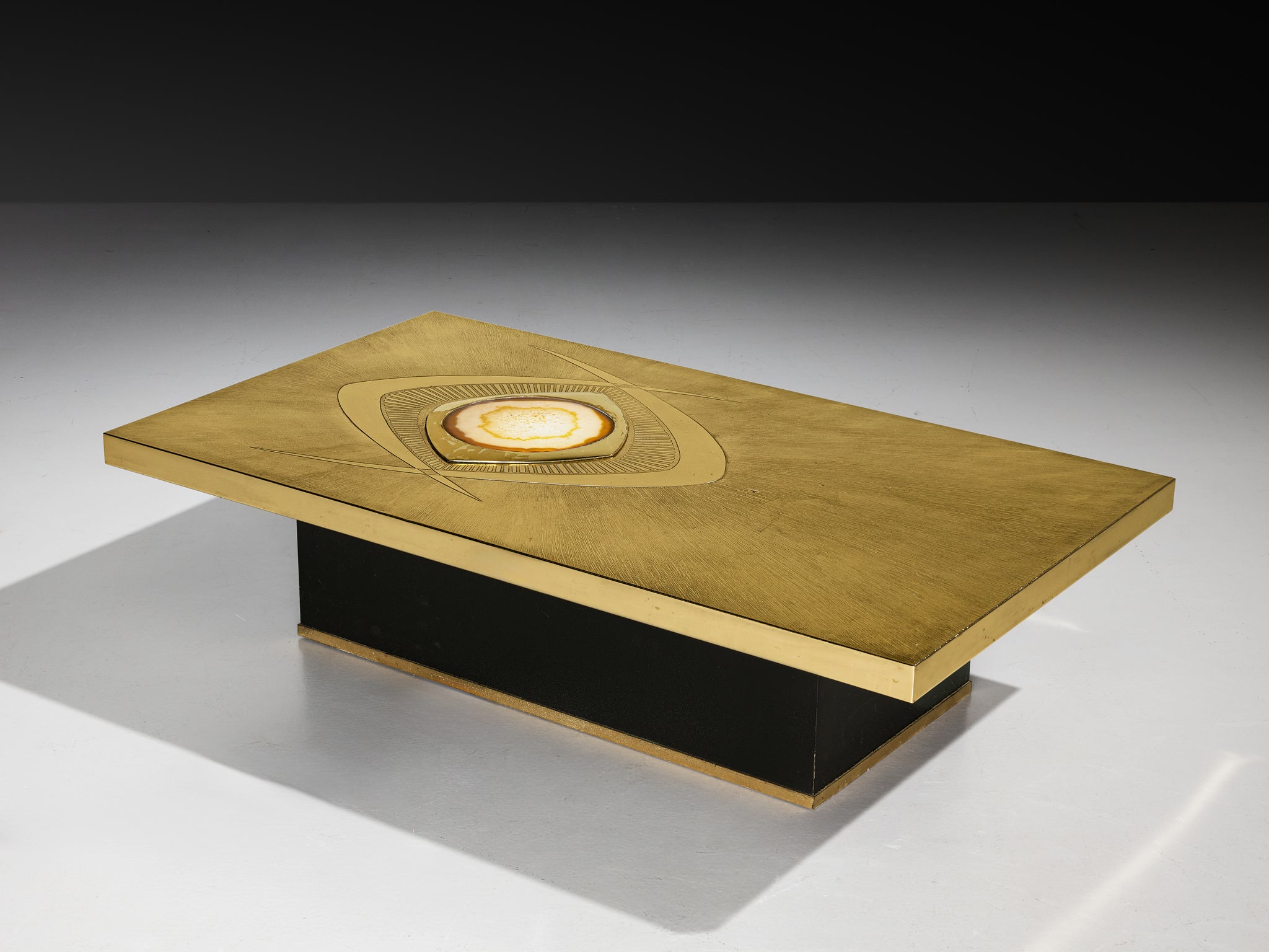 Willy Daro Illuminated Coffee Table in Brass and Agate Tables Morentz