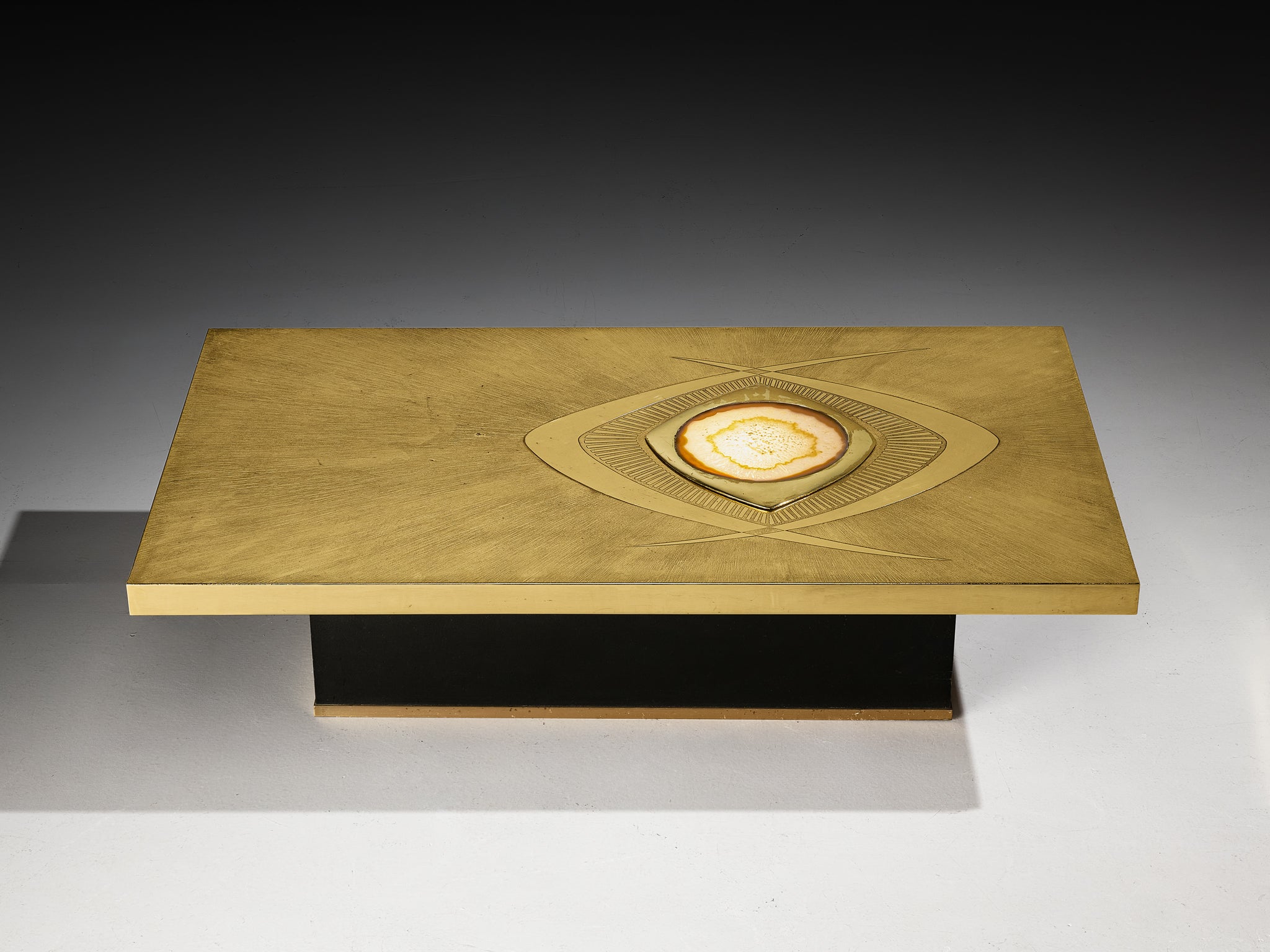 Willy Daro Illuminated Coffee Table in Brass and Agate Tables Morentz