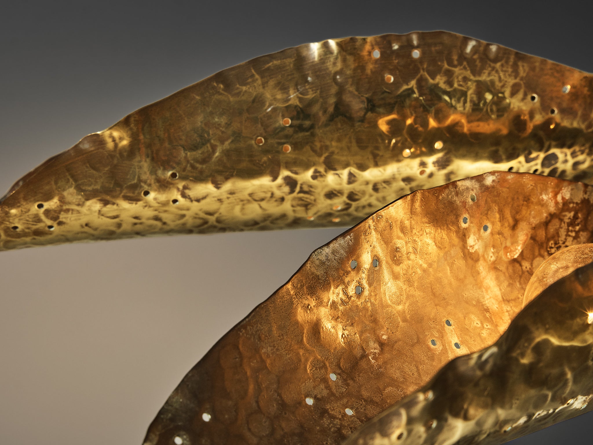 Angelo Lelii for Arredoluce Chandelier in Hammered Brass Lighting Morentz