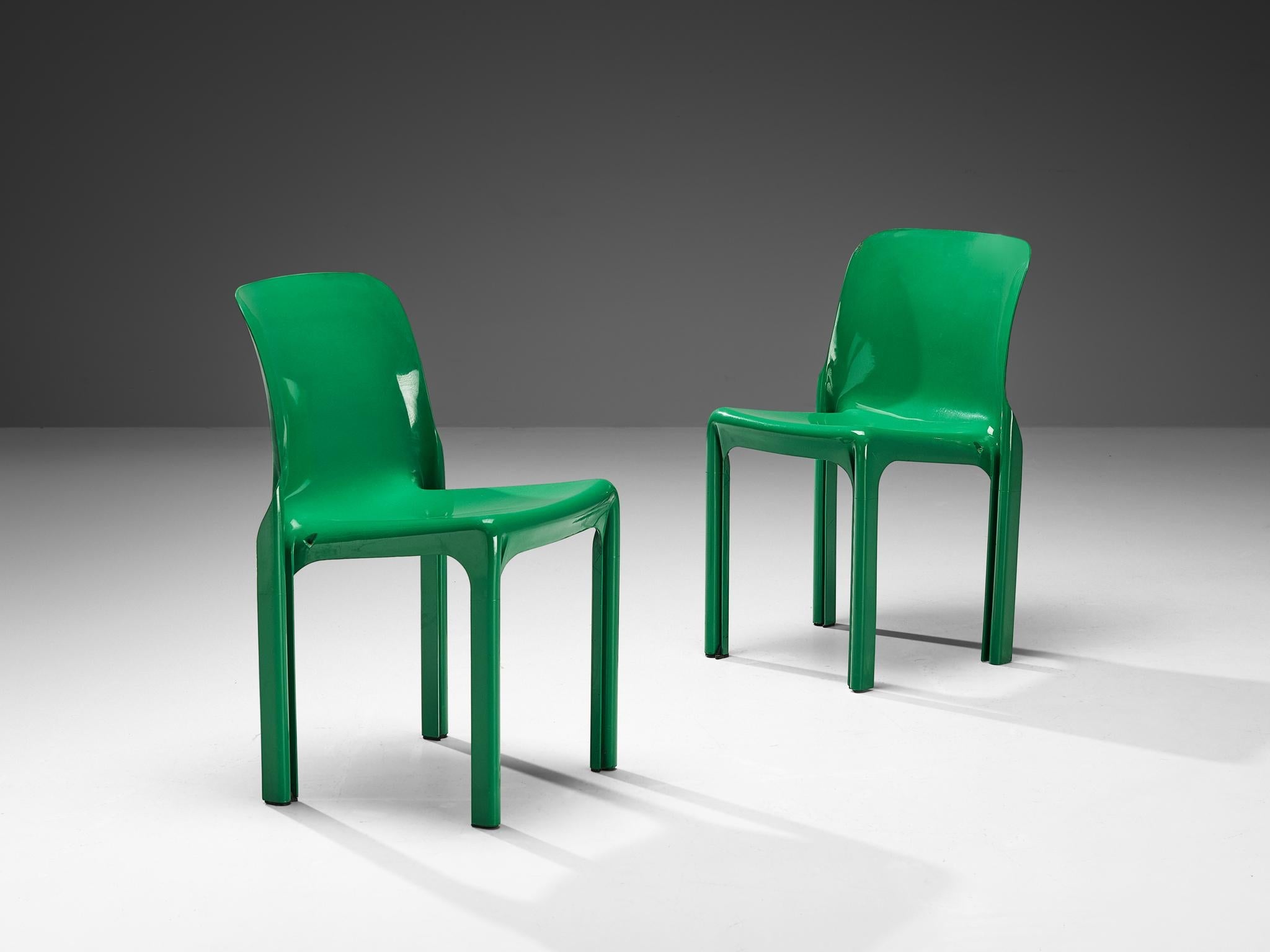 Vico Magistretti for Artemide Pair of 'Selene' Chairs in Green Resin