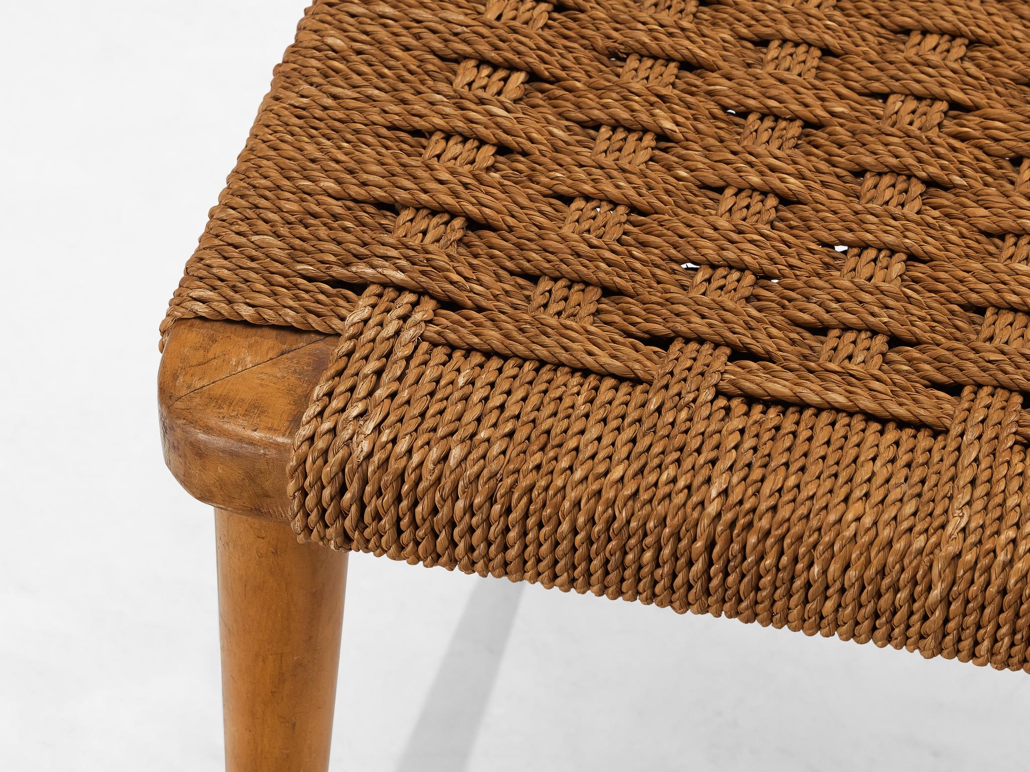 Italian Stools in Braided Straw and Blond Wood seating Morentz