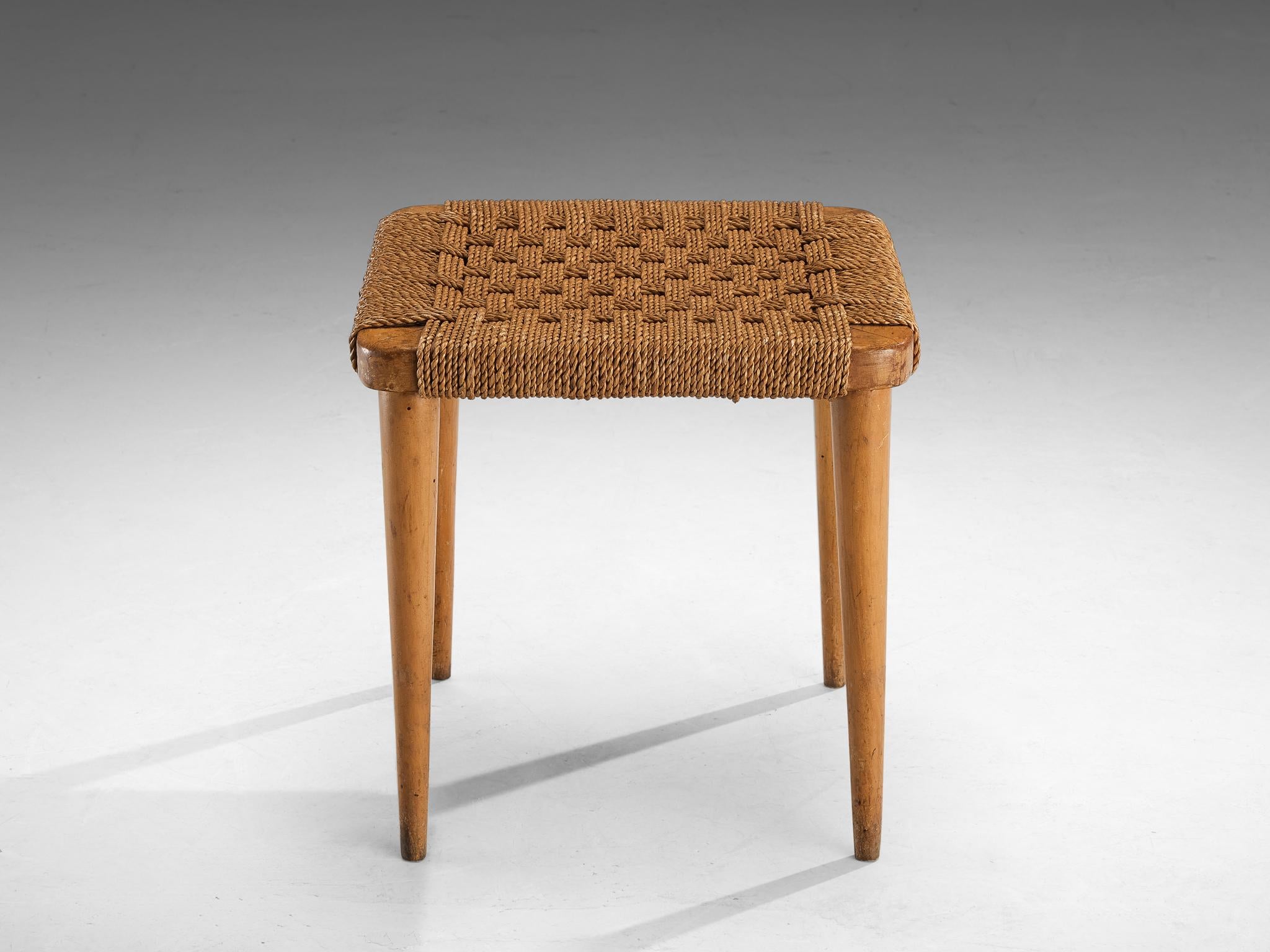 Italian Stools in Braided Straw and Blond Wood seating Morentz