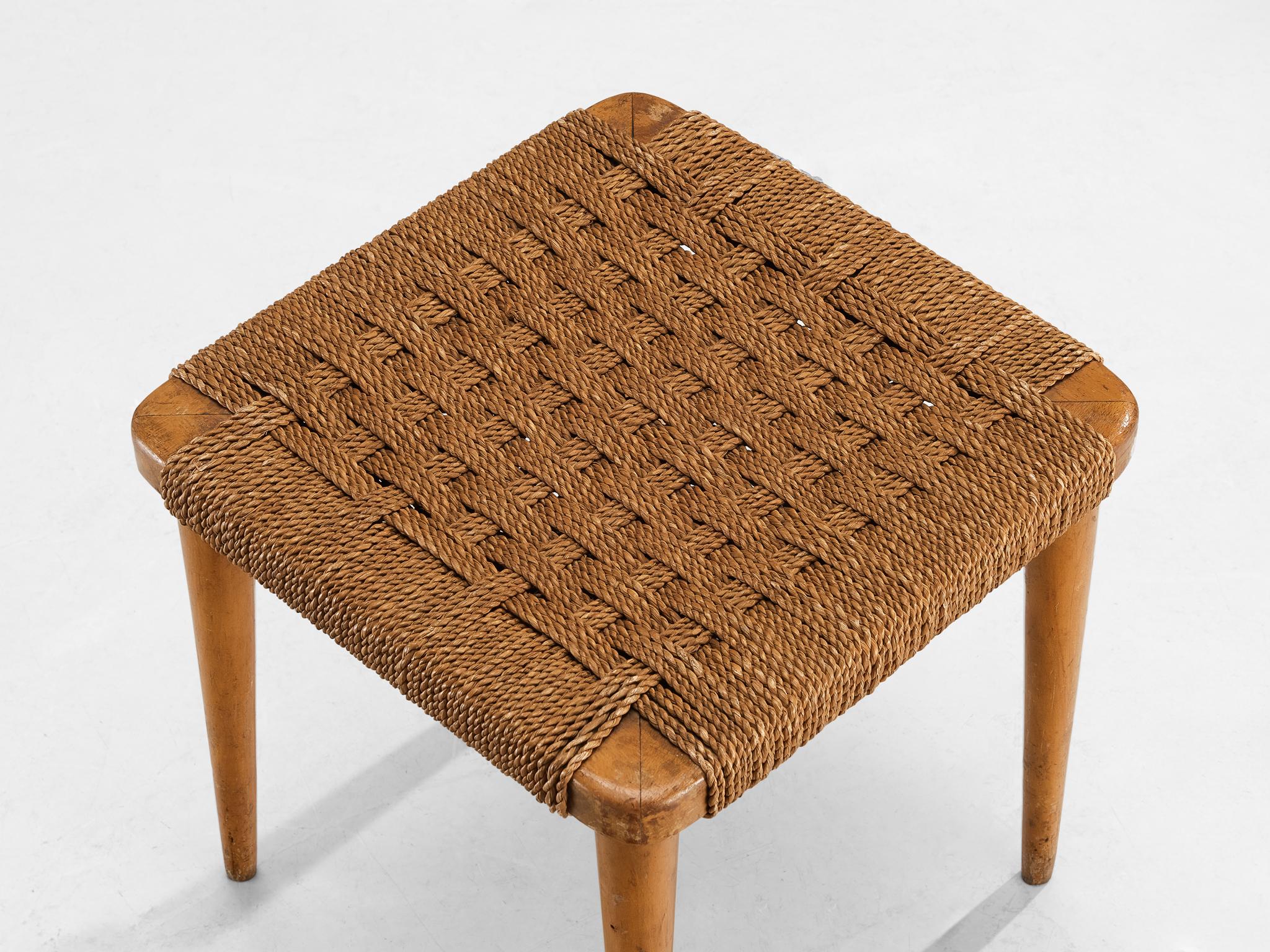 Italian Stools in Braided Straw and Blond Wood seating Morentz