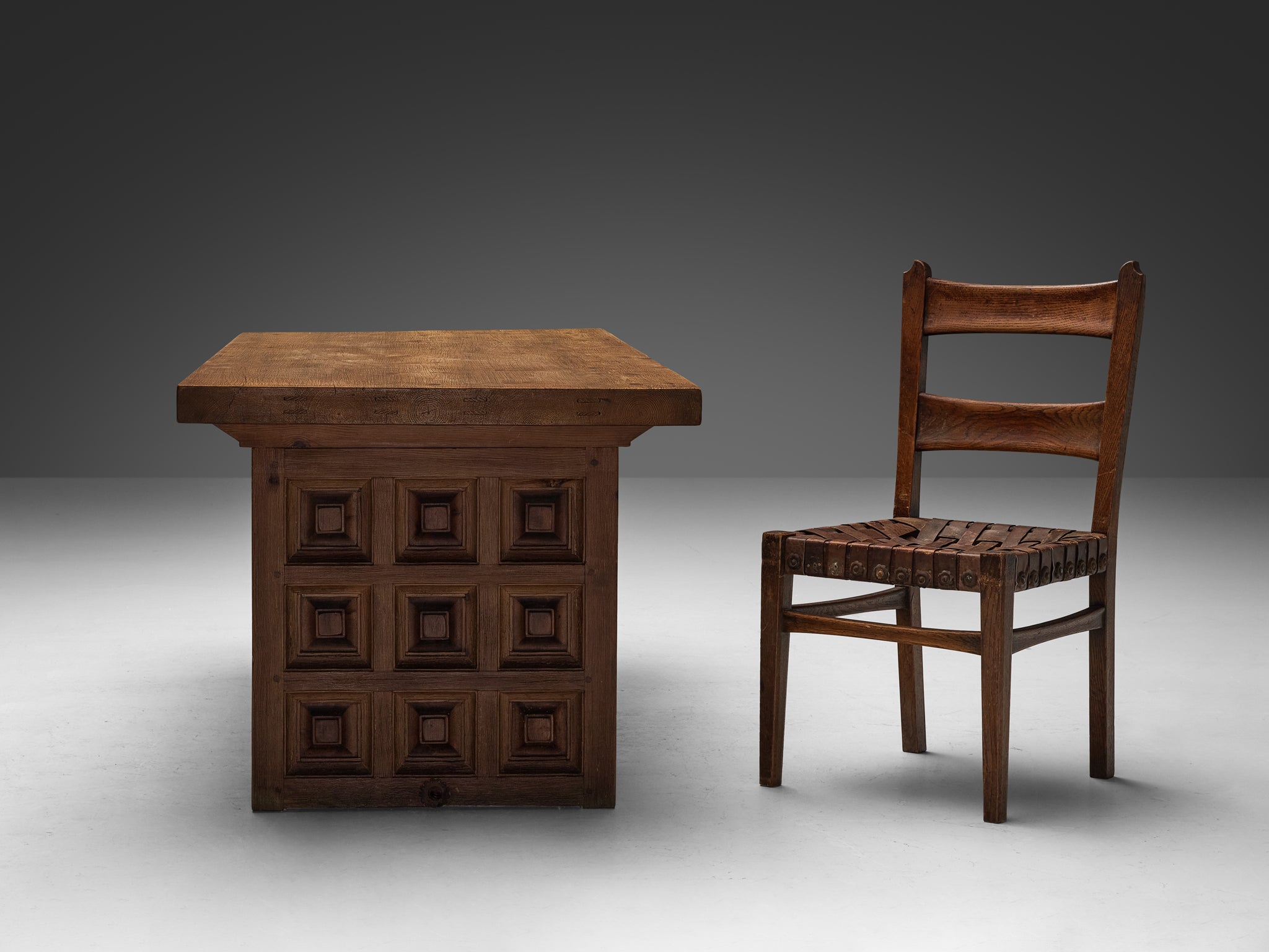 Ernesto Valabrega Set of Six Dining Chairs with Biosca Dining Table Tables Morentz