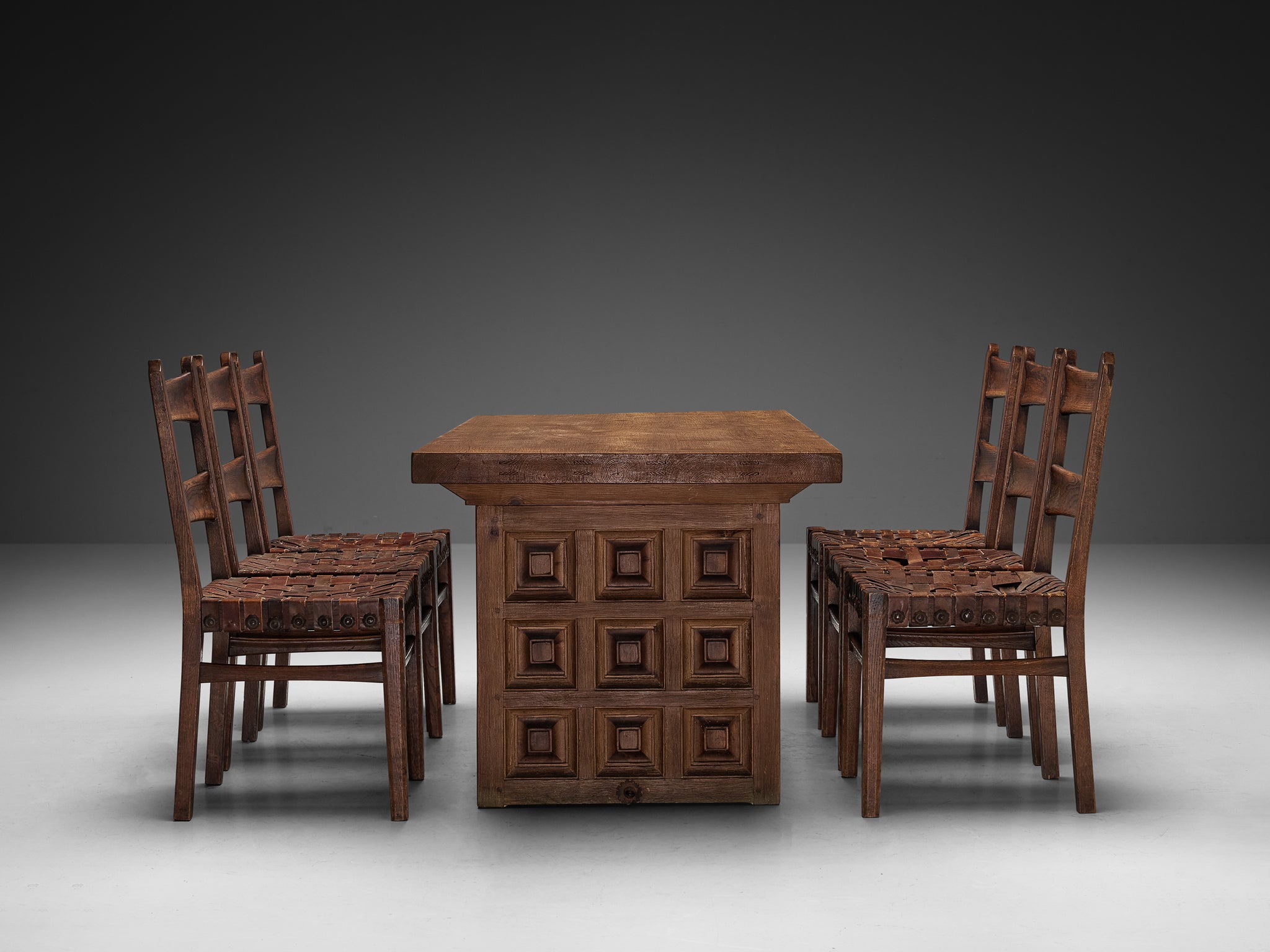 Ernesto Valabrega Set of Six Dining Chairs with Biosca Dining Table Tables Morentz