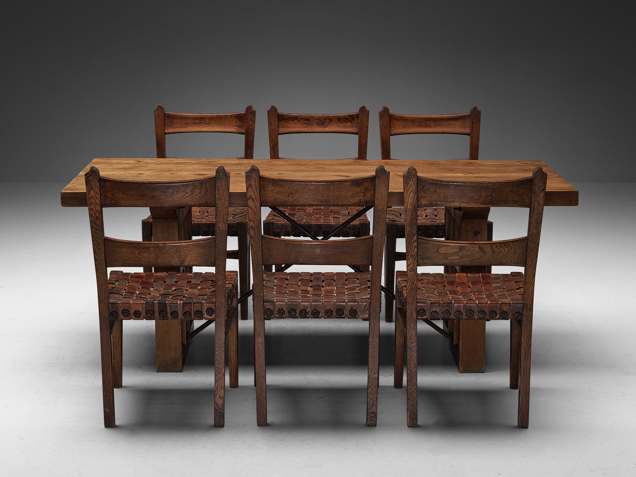 Ernesto Valabrega Set of Six Dining Chairs with Biosca Dining Table Tables Morentz