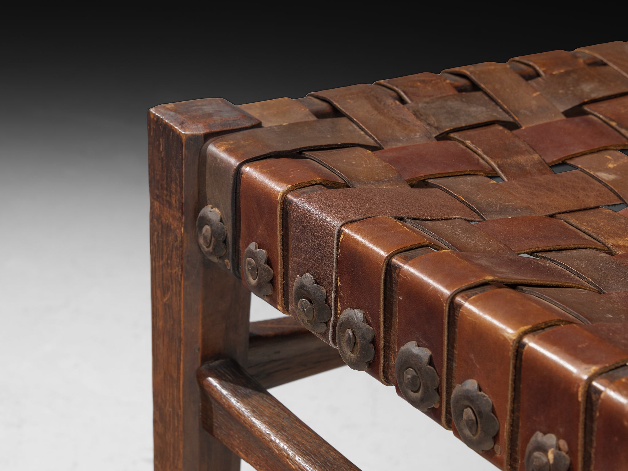 Ernesto Valabrega for Vittorio Valabrega Set of Six Dining Chairs in Oak and Leather Seating Morentz