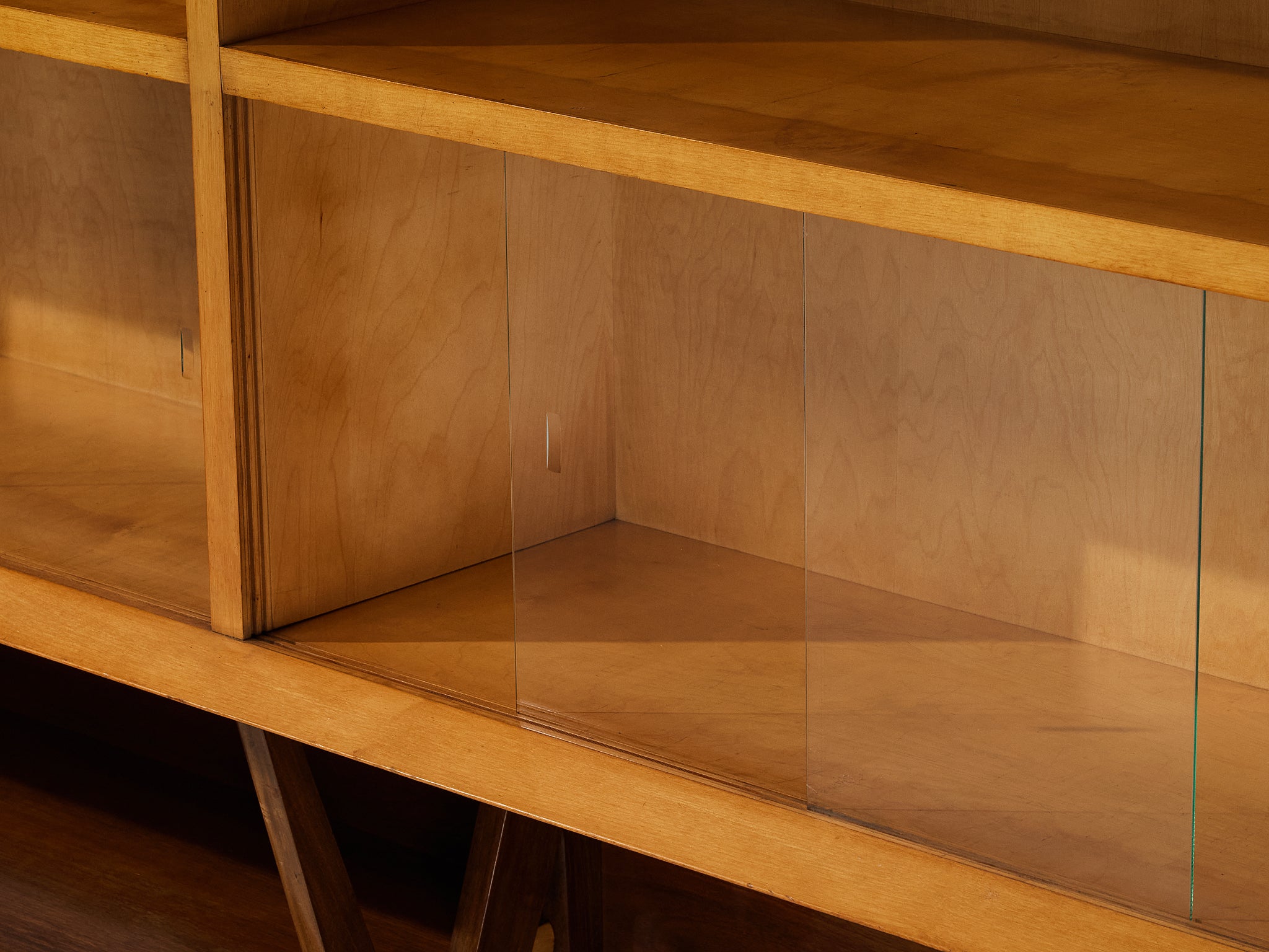 Mid-Century Modern Italian Wall Unit in Maple and Walnut Case pieces and storage cabinets Morentz