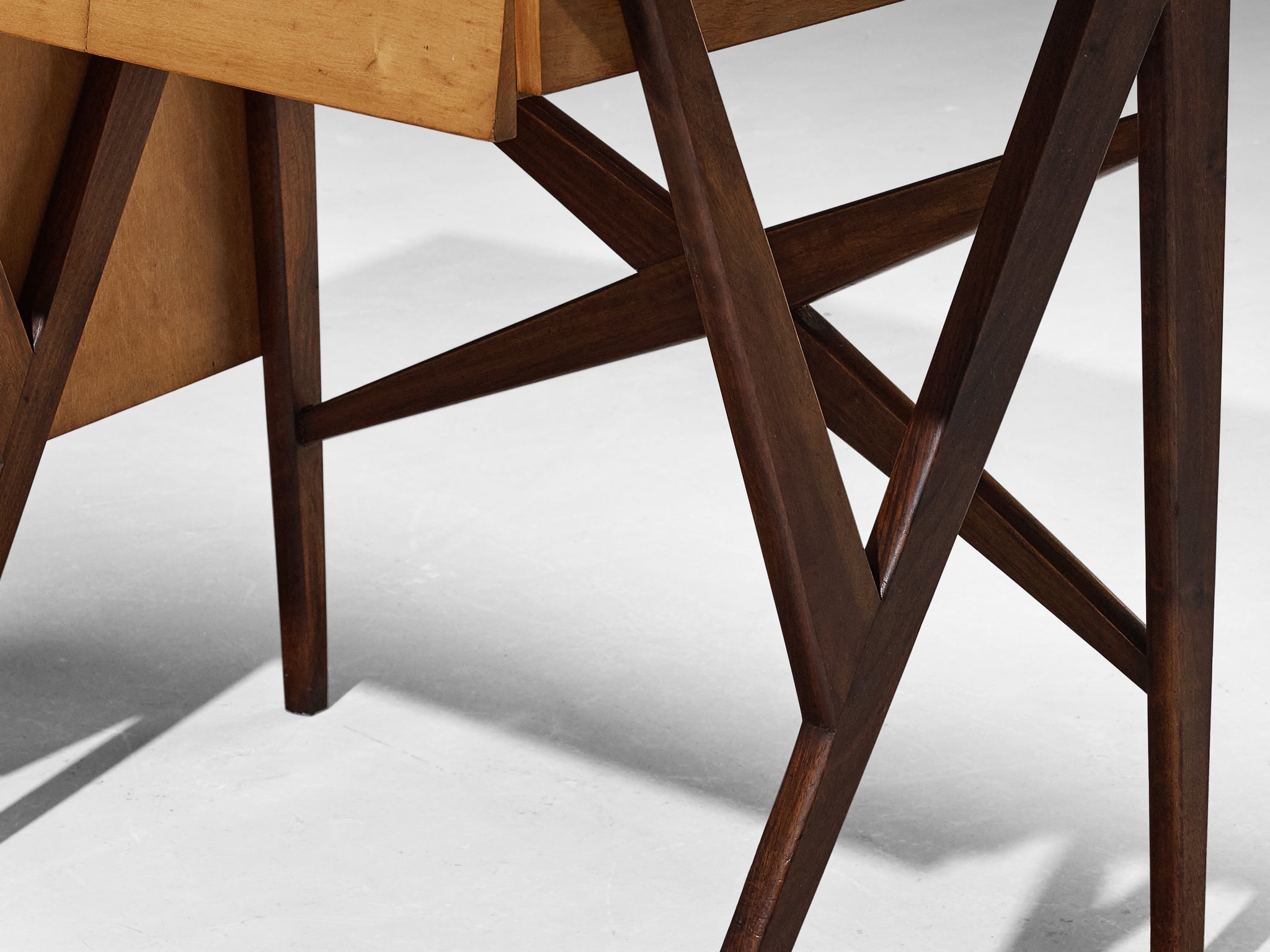 Mid-Century Italian Desk with Return in Mahogany and Maple with Turquoise Top tables Morentz