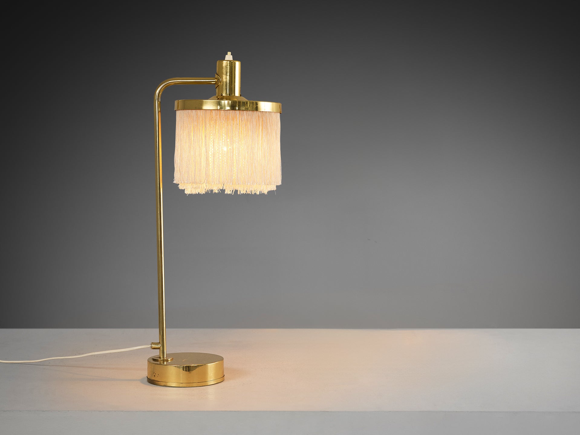Hans-Agne Jakobsson Pair of 'Fringe' Table Lamps in Brass and Silk Lighting Morentz
