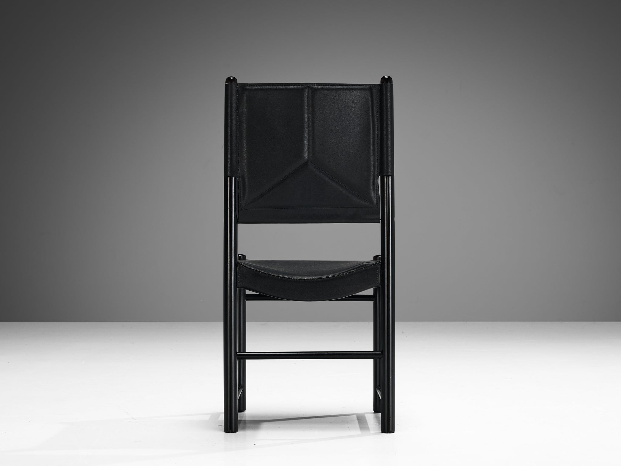 Italian Set of Six Dining Chairs in Black Upholstery with Black Frame seating Morentz