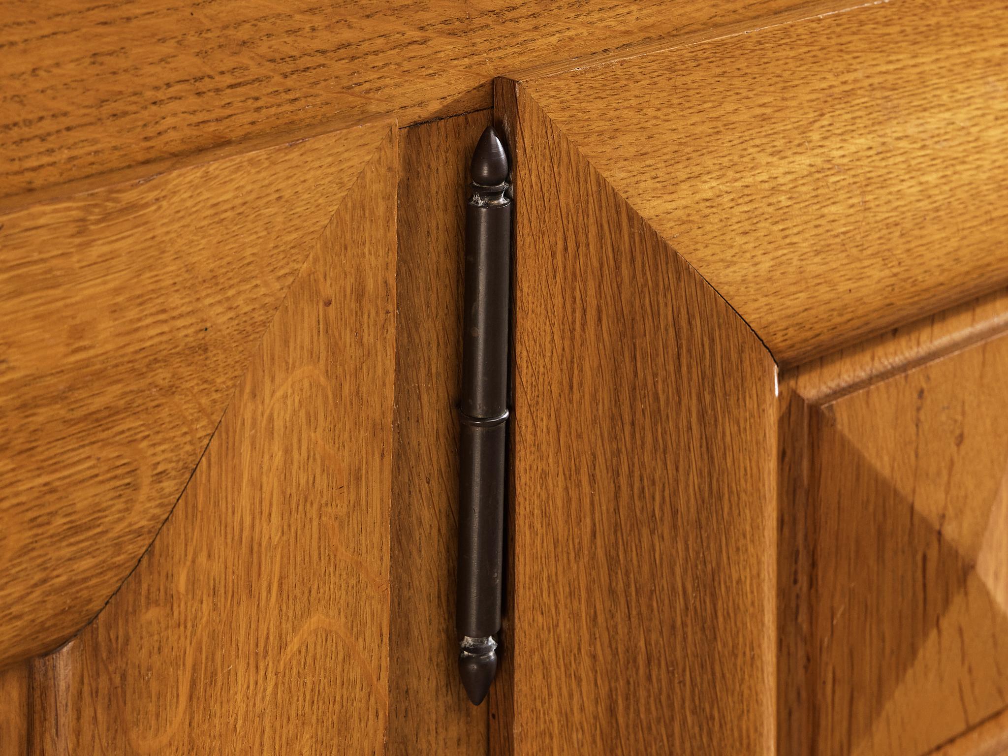 Gaston Poisson Art Deco Sideboard with Marquetry in Oak case pieces and storage cabinets Morentz