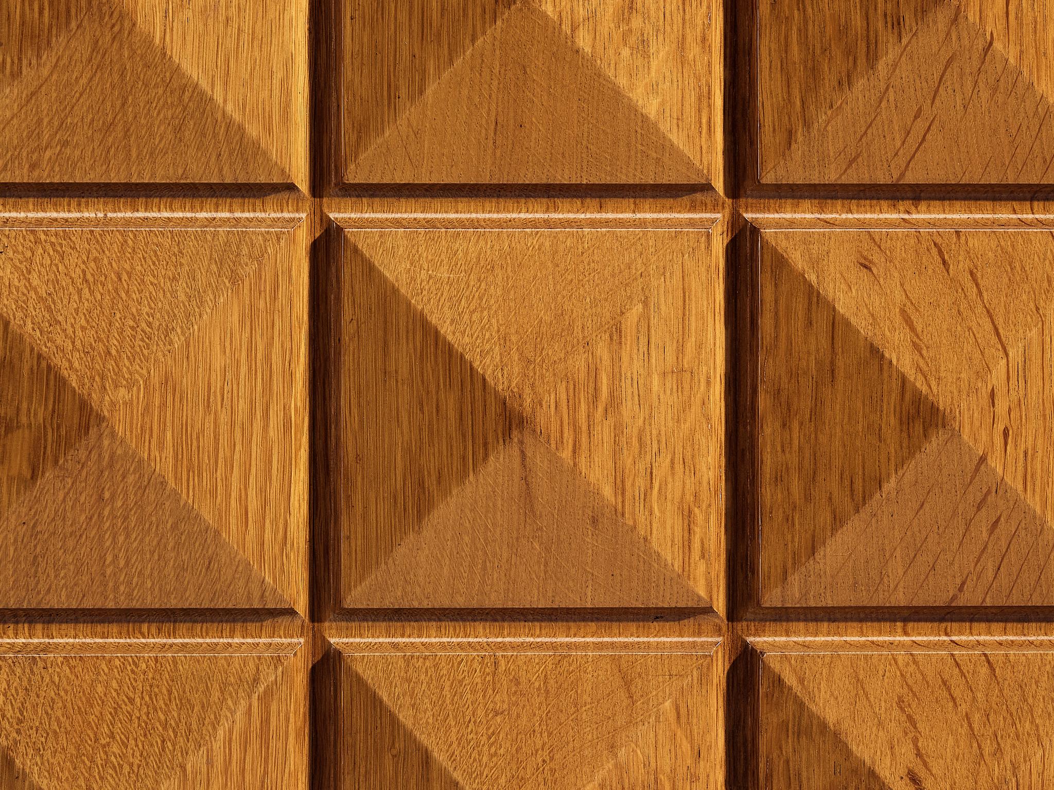 Gaston Poisson Art Deco Sideboard with Marquetry in Oak case pieces and storage cabinets Morentz