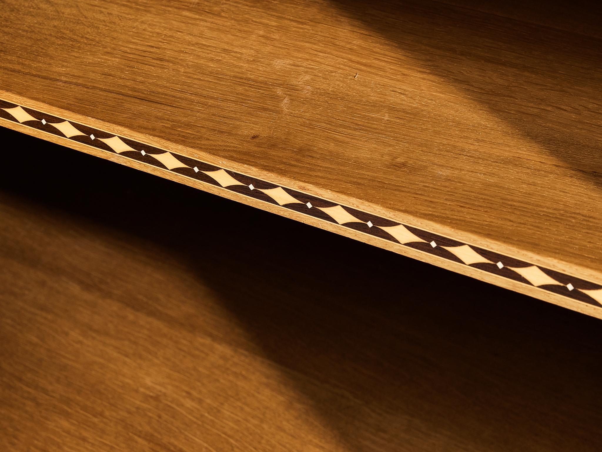 Gaston Poisson Art Deco Sideboard with Marquetry in Oak case pieces and storage cabinets Morentz