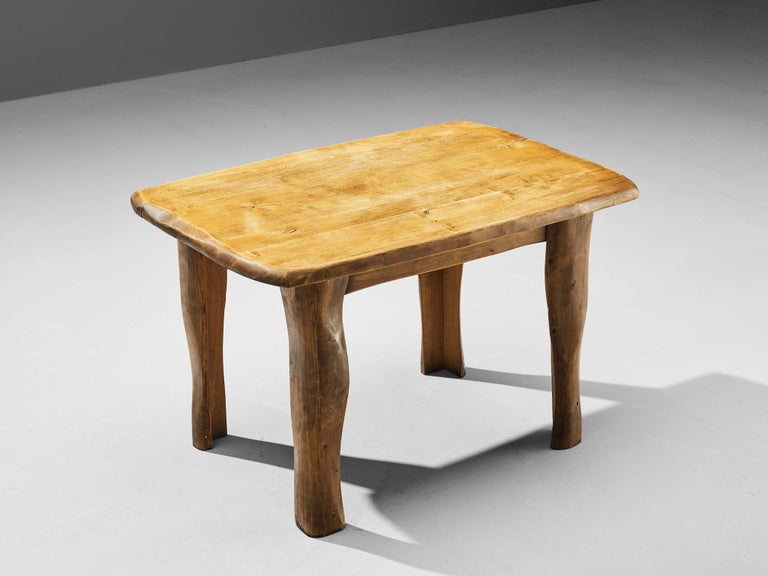 Organic Brutalist Set of Table and Four Chairs in Maple