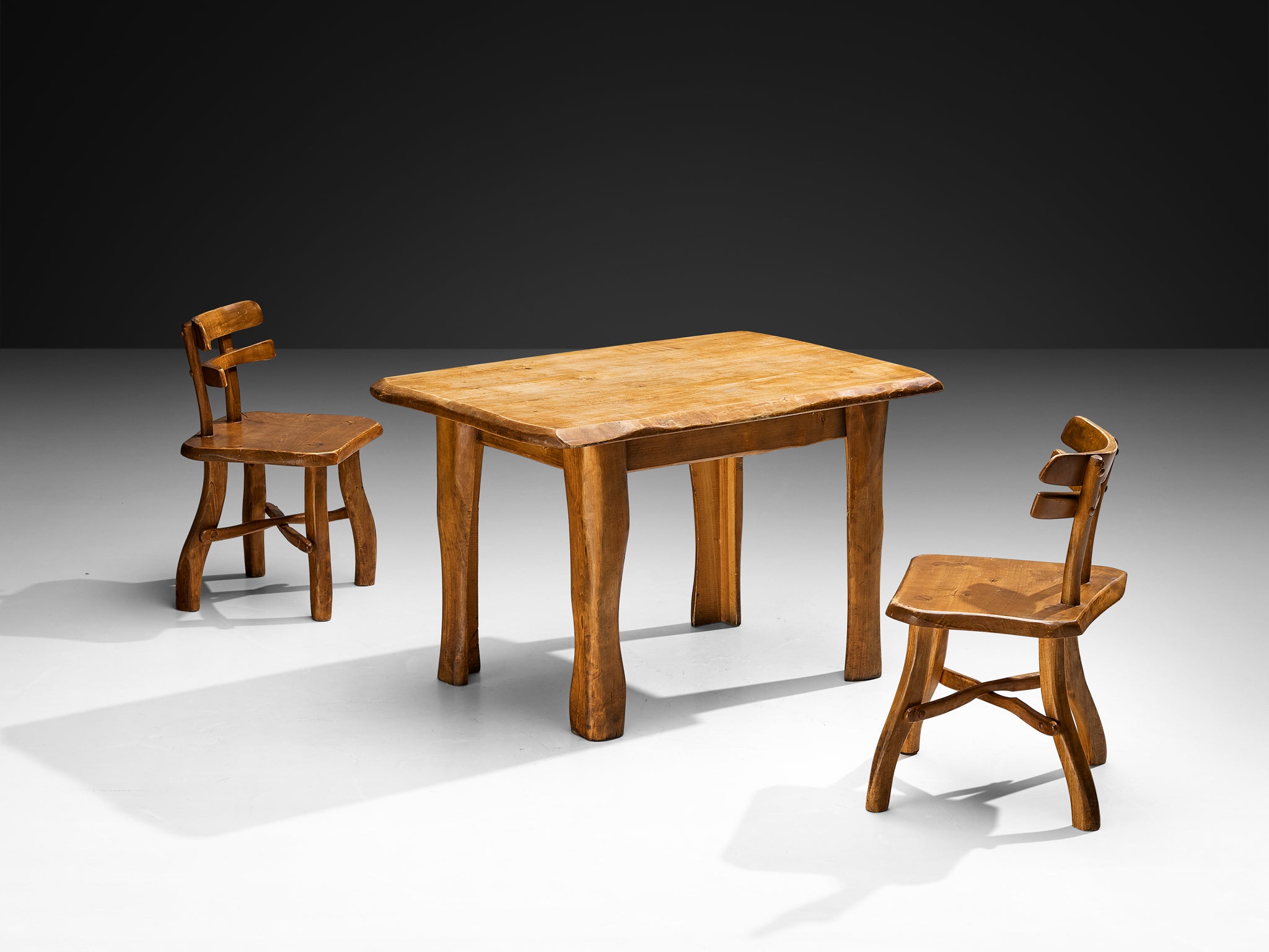 Organic Brutalist Table with Chairs in Maple Tables Morentz