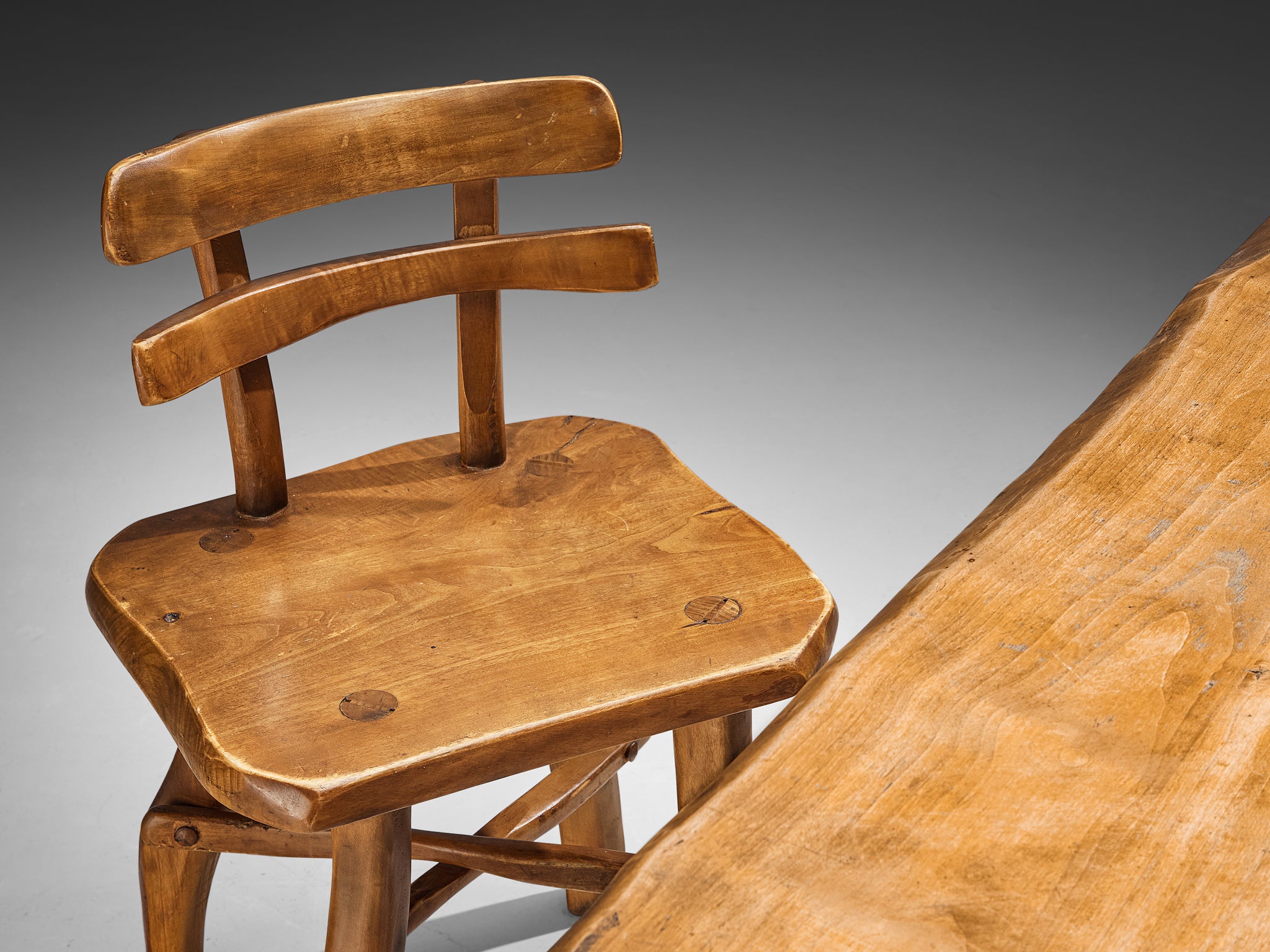 Organic Brutalist Table with Chairs in Maple Tables Morentz