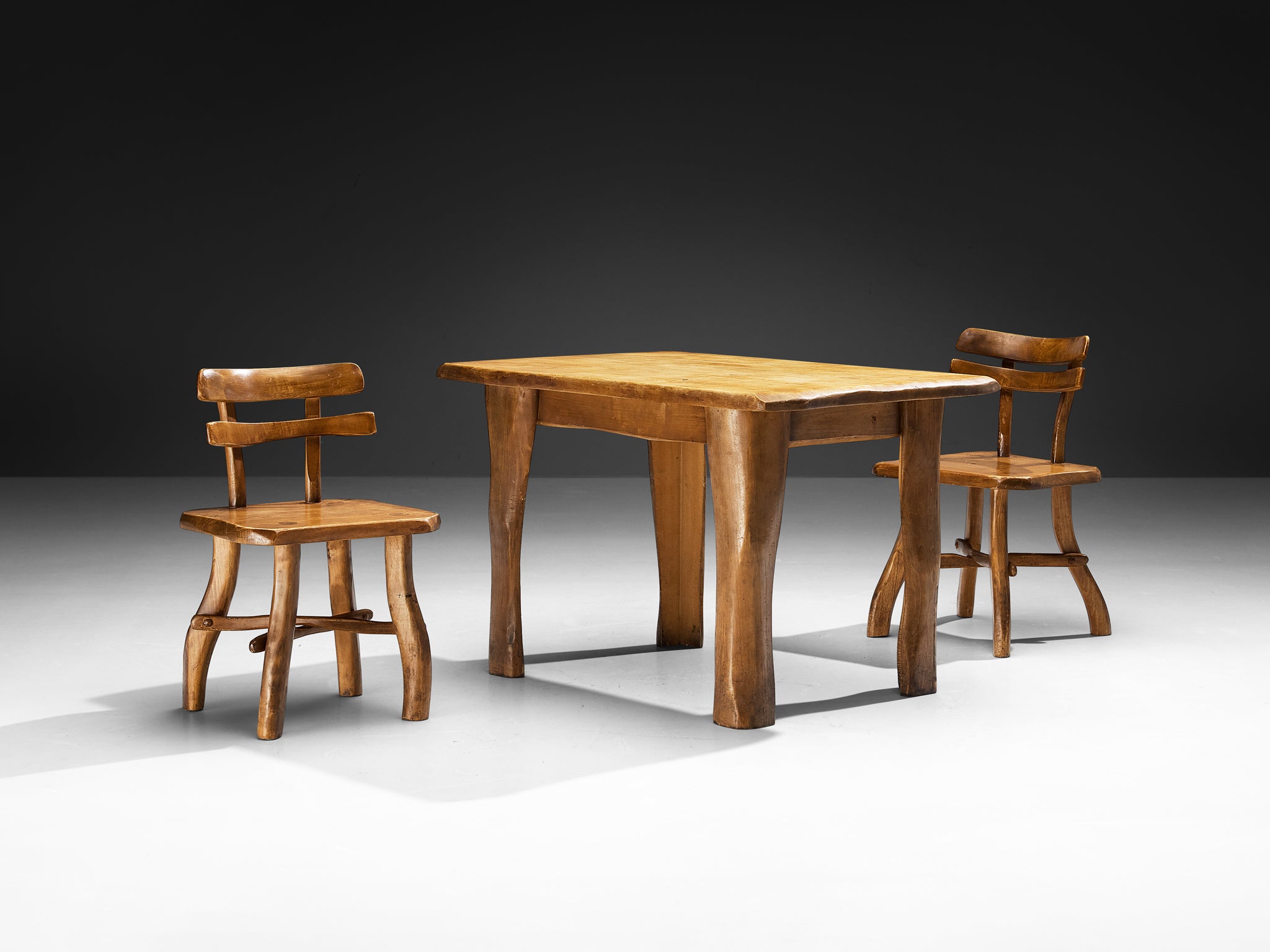 Organic Brutalist Table with Chairs in Maple Tables Morentz