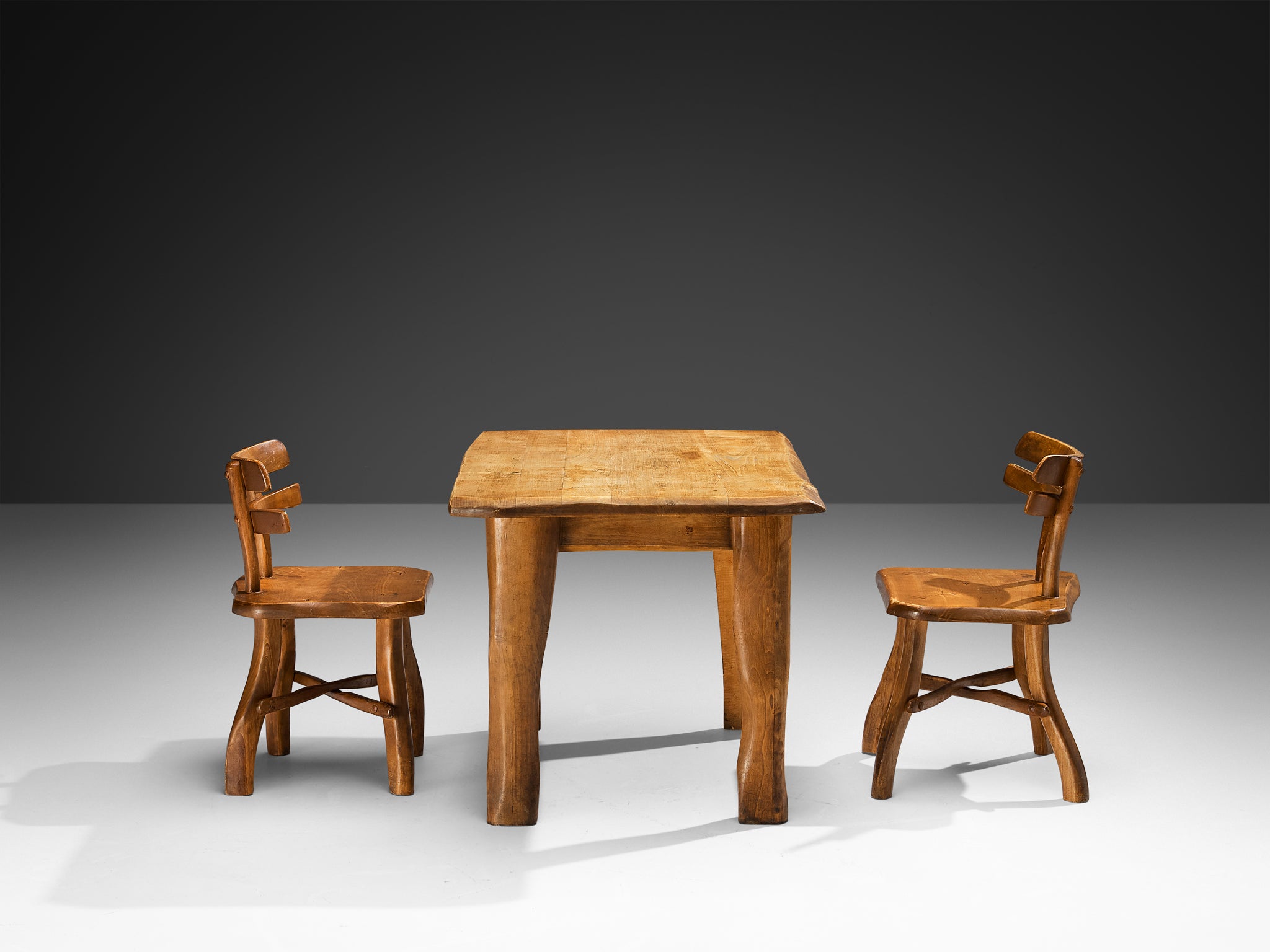 Organic Brutalist Table with Chairs in Maple Tables Morentz