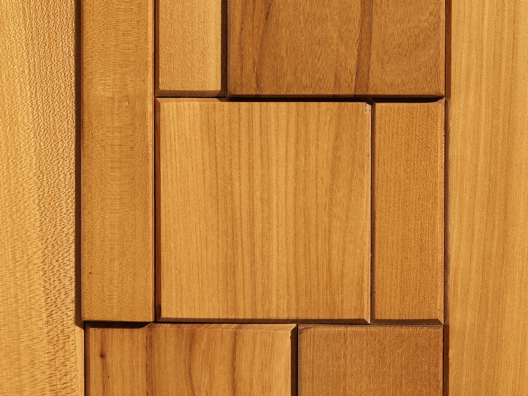 French Brutalist Sideboard with Graphic Doors in Solid Elm Case pieces and storage cabinets Morentz